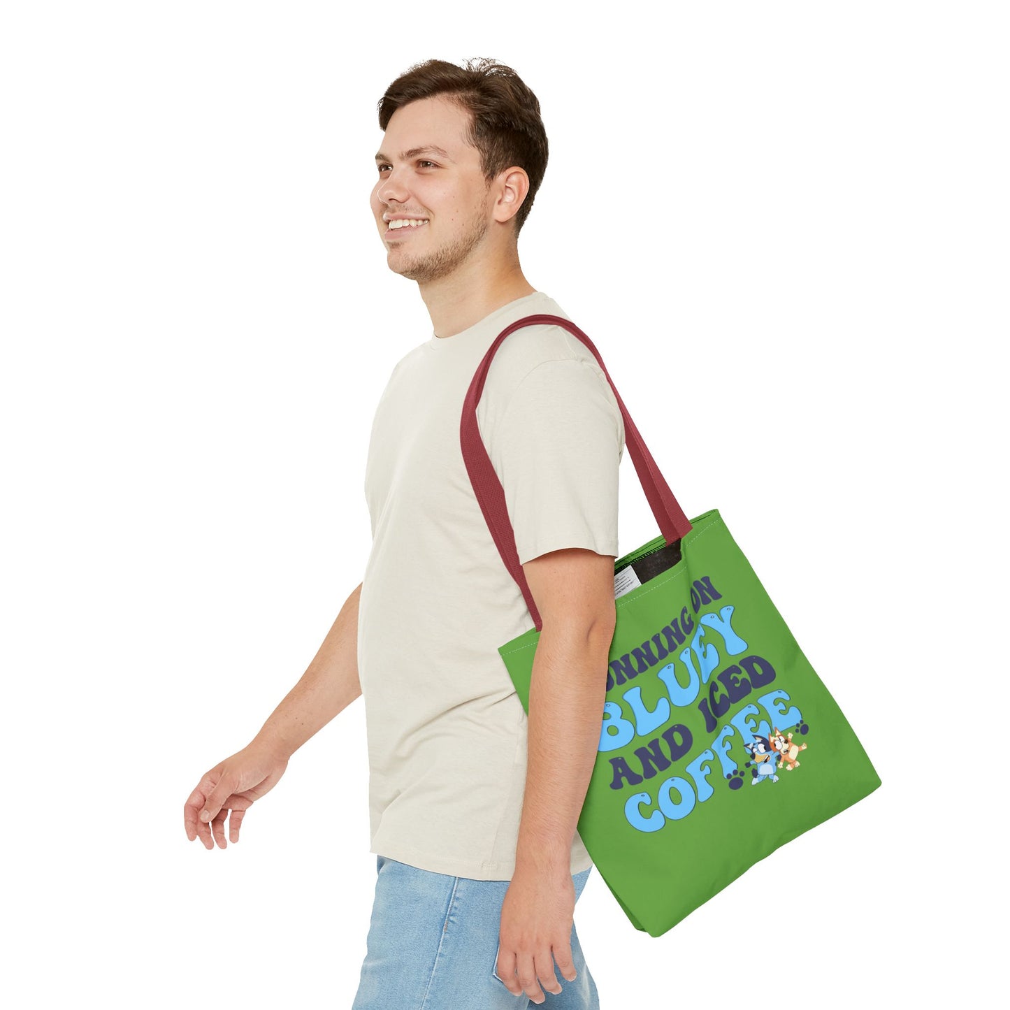 Princess Grace Bluey Coffee Lover Tote Bag Running on Bluey and Iced Coffee