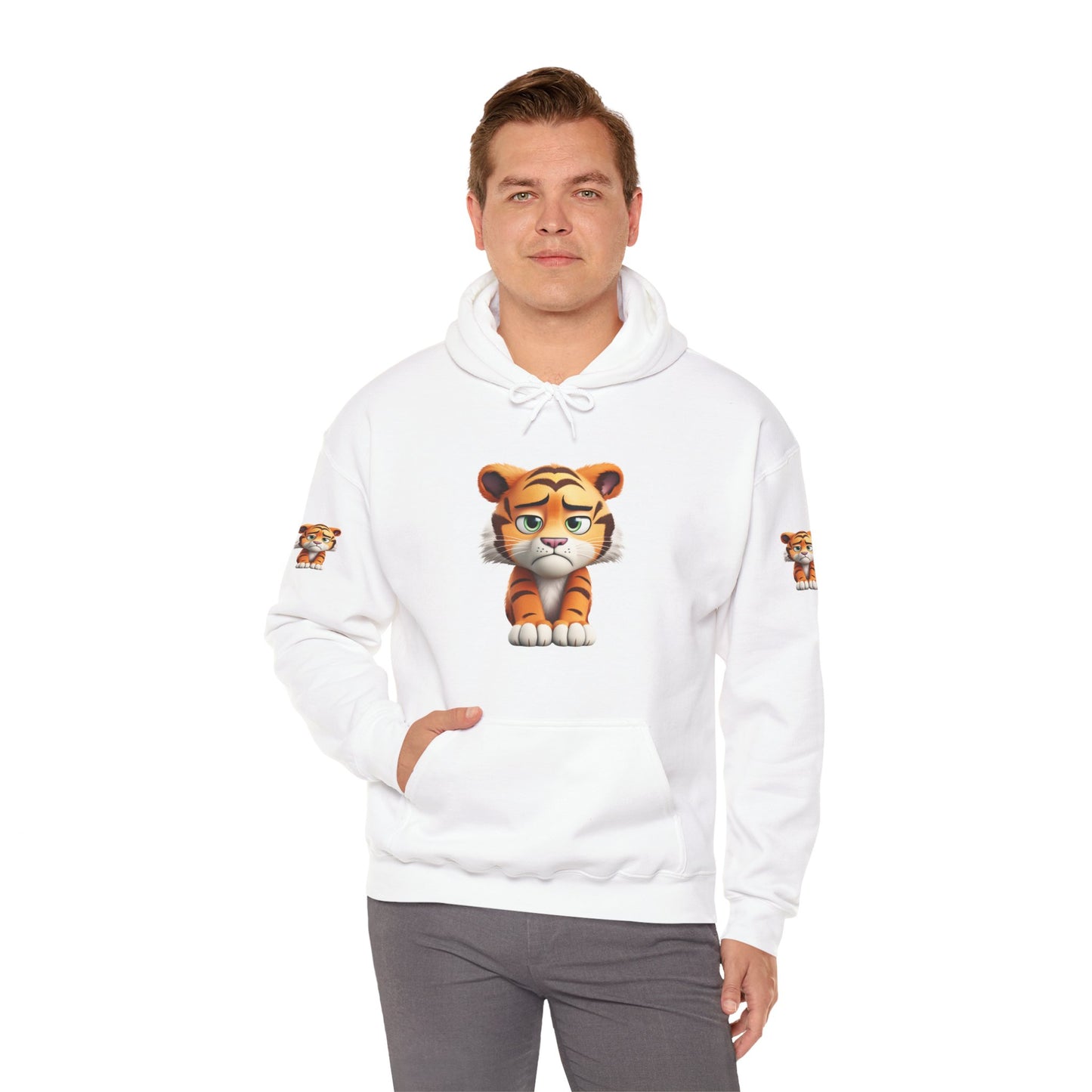 Princess Grace Playful Tiger Graphic Hoodie Unisex Heavy Blend Sweatshirt for Kids and Adults