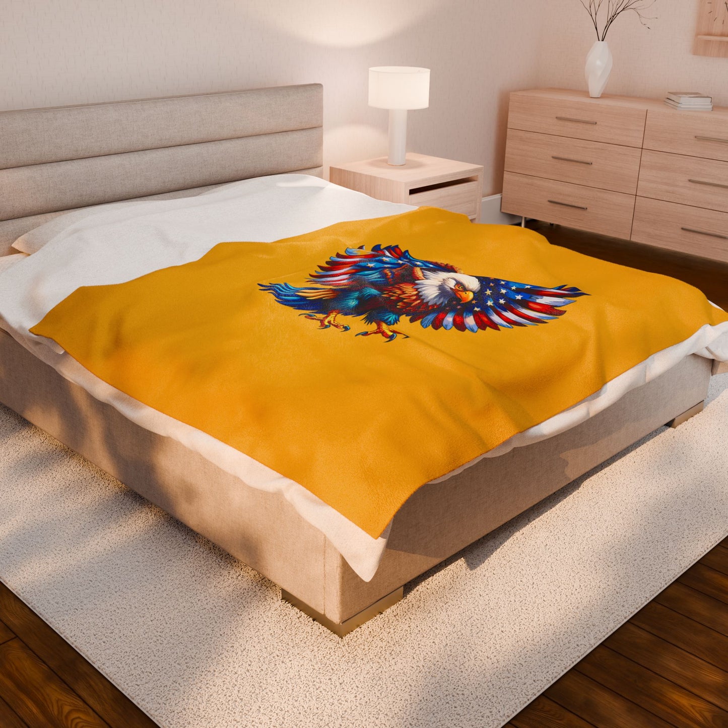 Princess Grace Patriotic Eagle Velveteen Plush Blanket Soft Throw for Home Decor & Celebrations
