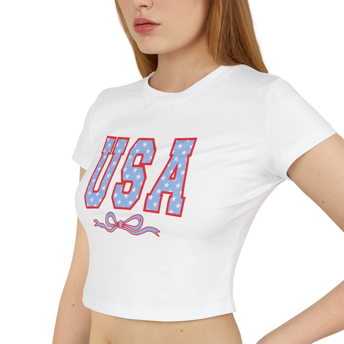 Princess Grace USA Stars & Stripes Women's Baby Tee Perfect for Independence Day & Casual Wear