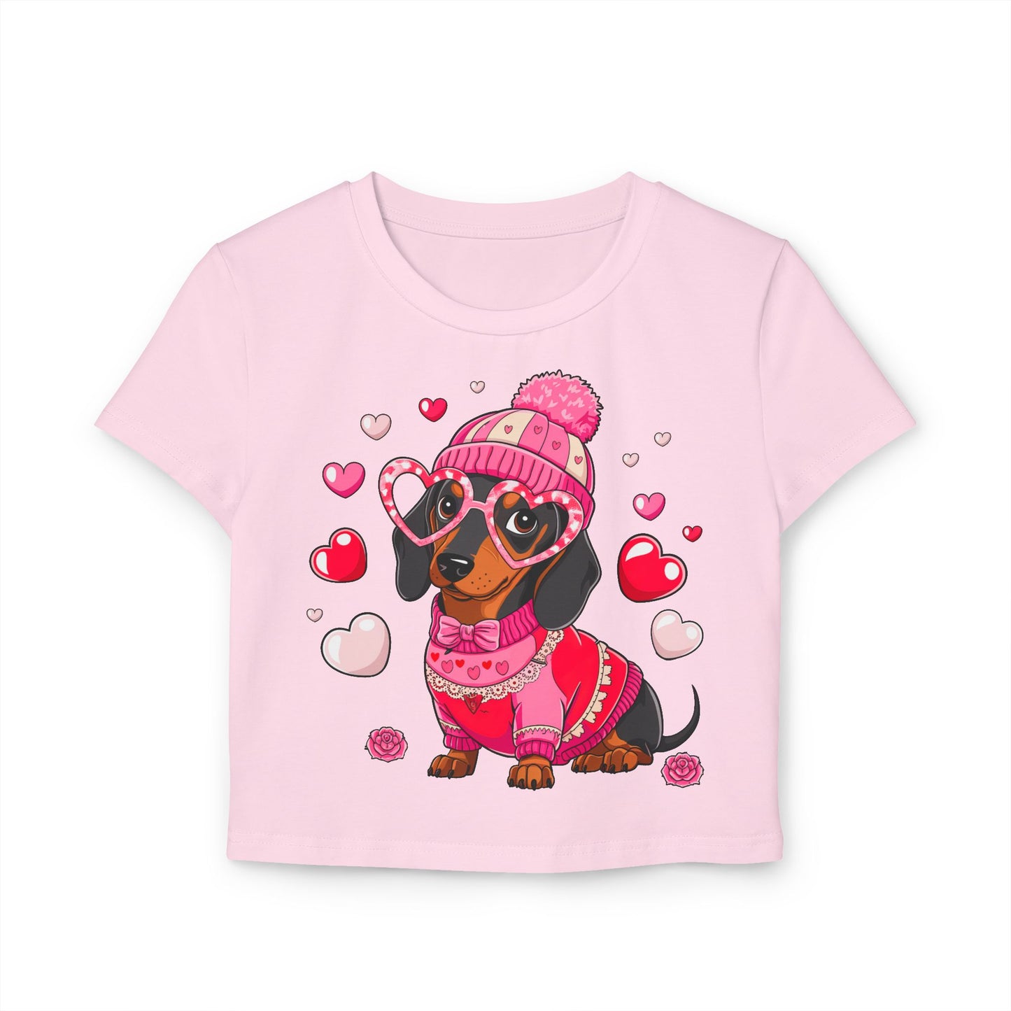 Princess Grace Cute Dachshund Love Graphic Baby Tee for Women