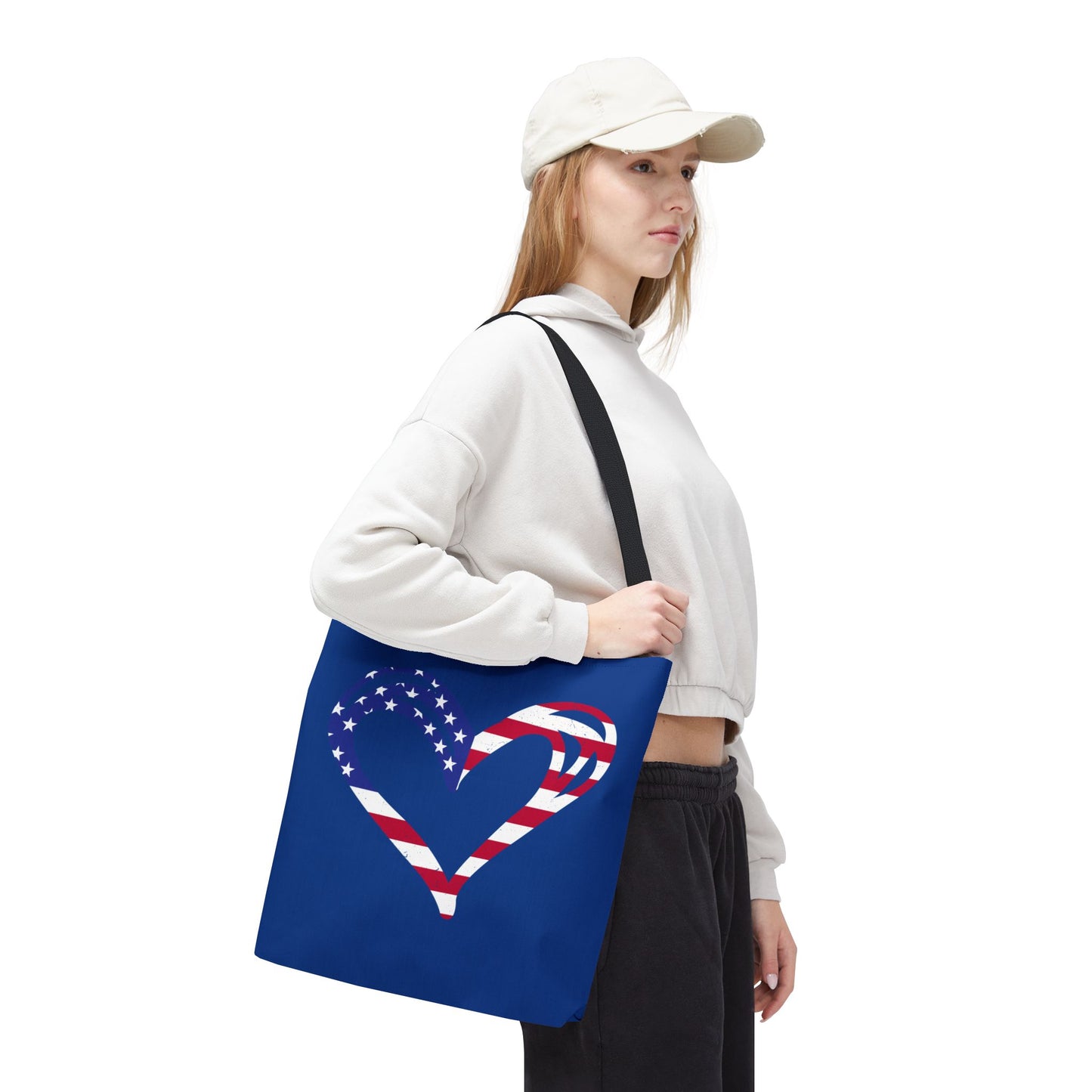 Princess Grace Patriotic Love Tote Bag American Heart Design for Celebrations & Everyday Use
