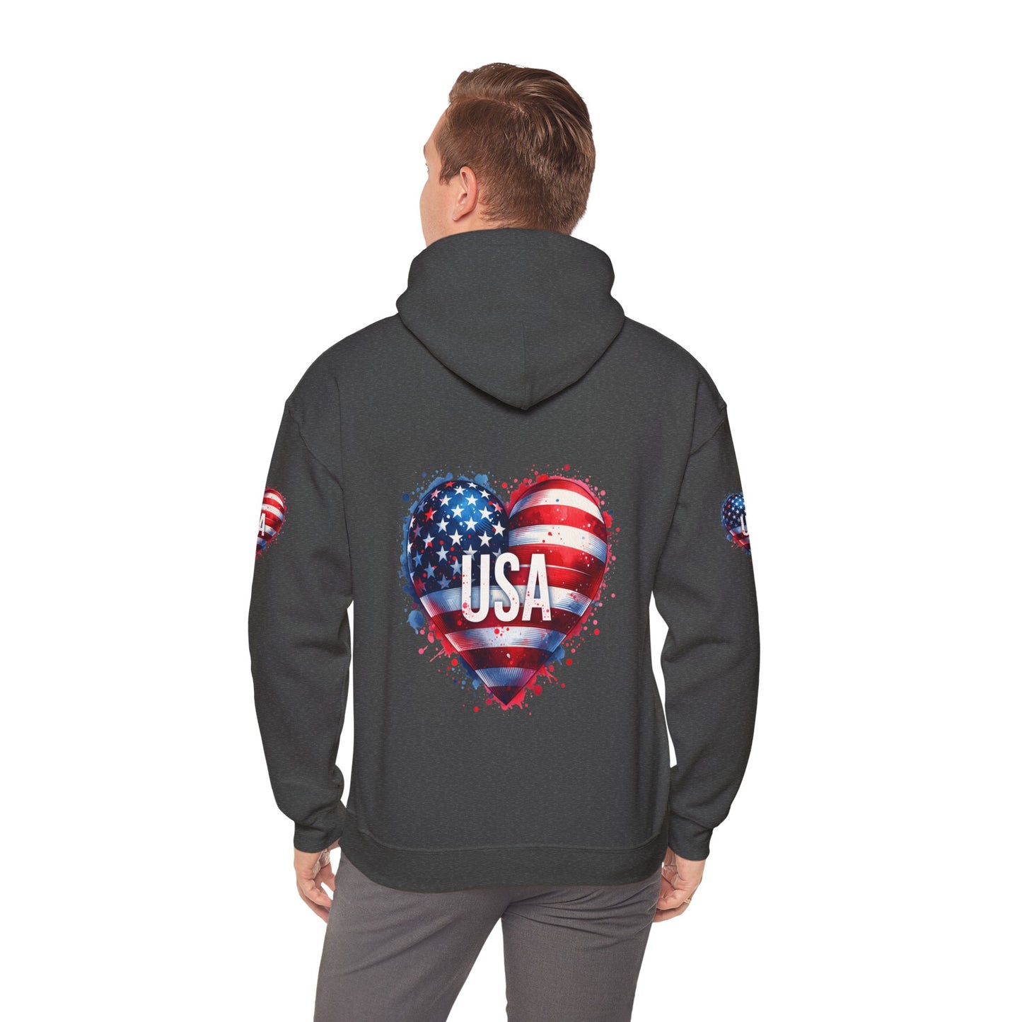 Princess Grace Patriotic Heart Hoodie for USA Lovers Unisex Heavy Blend