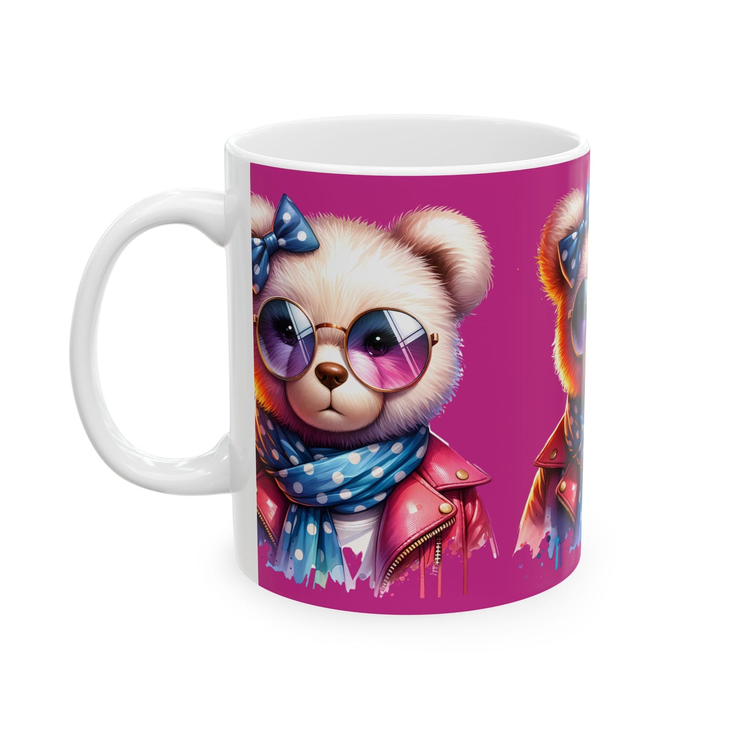 Princess Grace Trendy Bear Ceramic Mug with Sunglasses Cute 11oz & 15oz Drinkware