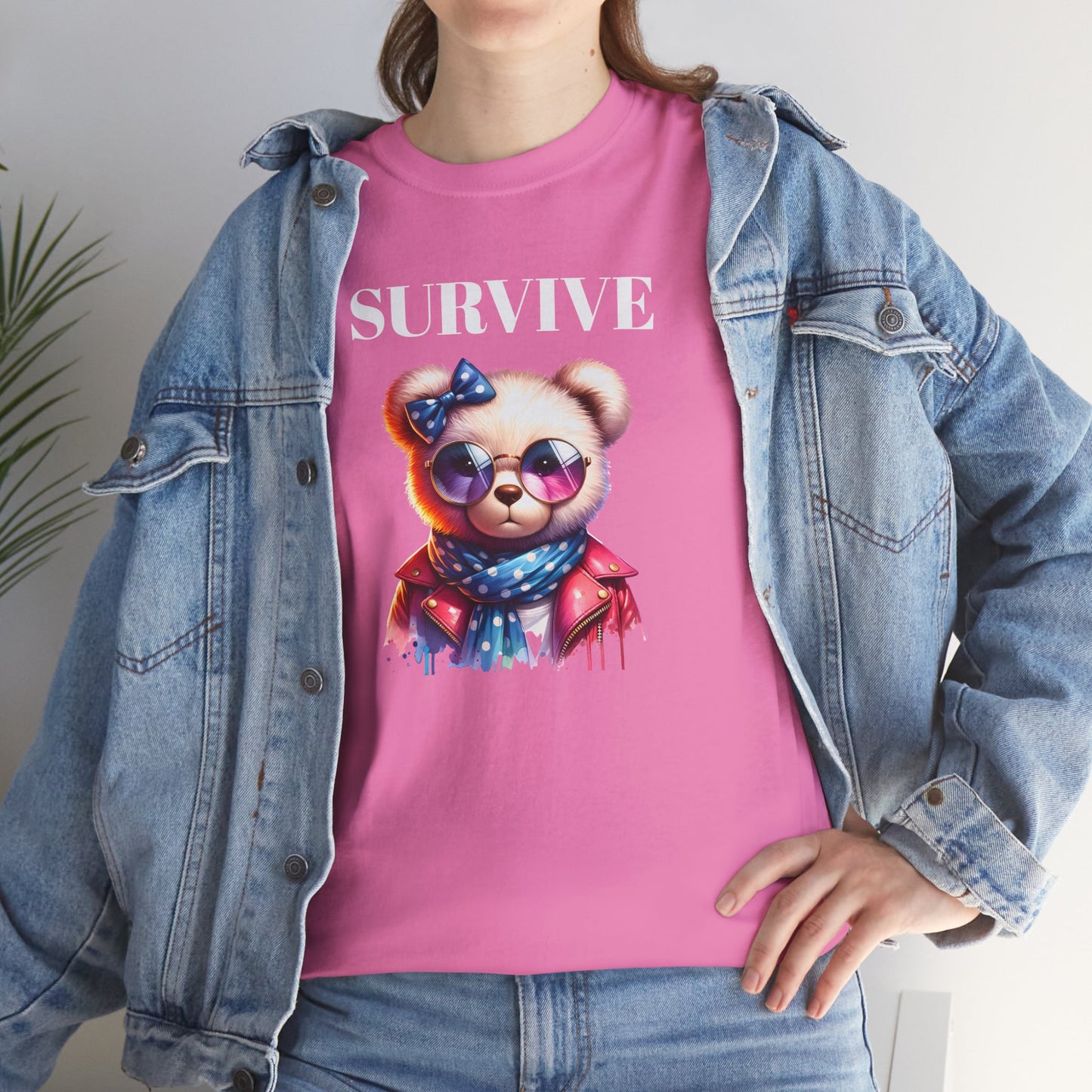 Princess Grace Cute Panda Illustration "Survive" Unisex Heavy Cotton Tee