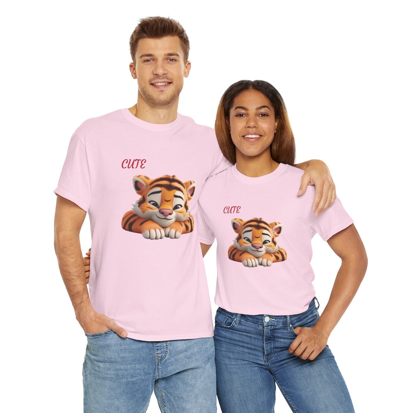 Princess Grace Cute Tiger Graphic Unisex Heavy Cotton Tee Perfect for Animal Lovers and Everyday Comfort