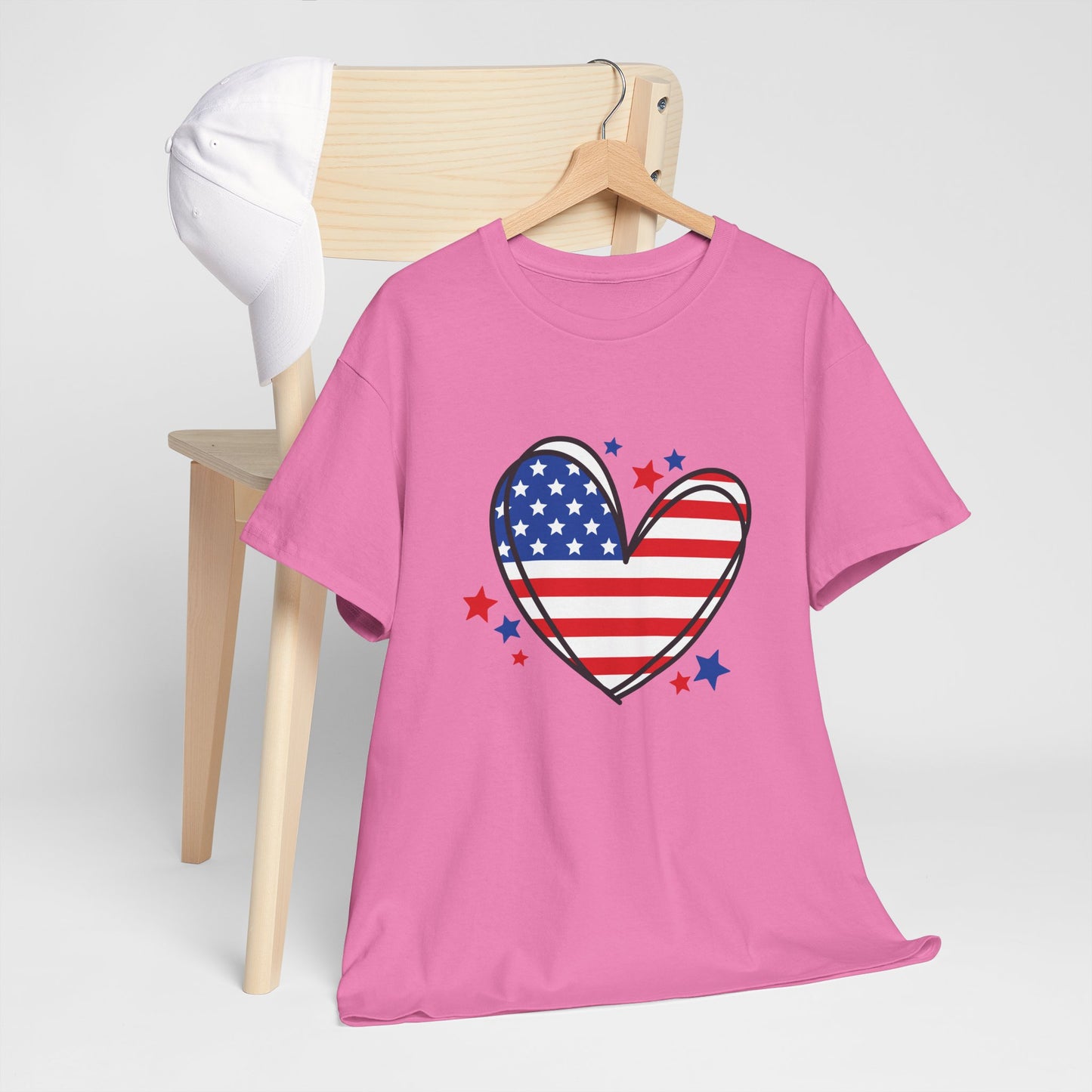 Princess Grace Patriotic Heart Unisex Heavy Cotton Tee USA Love T-Shirt