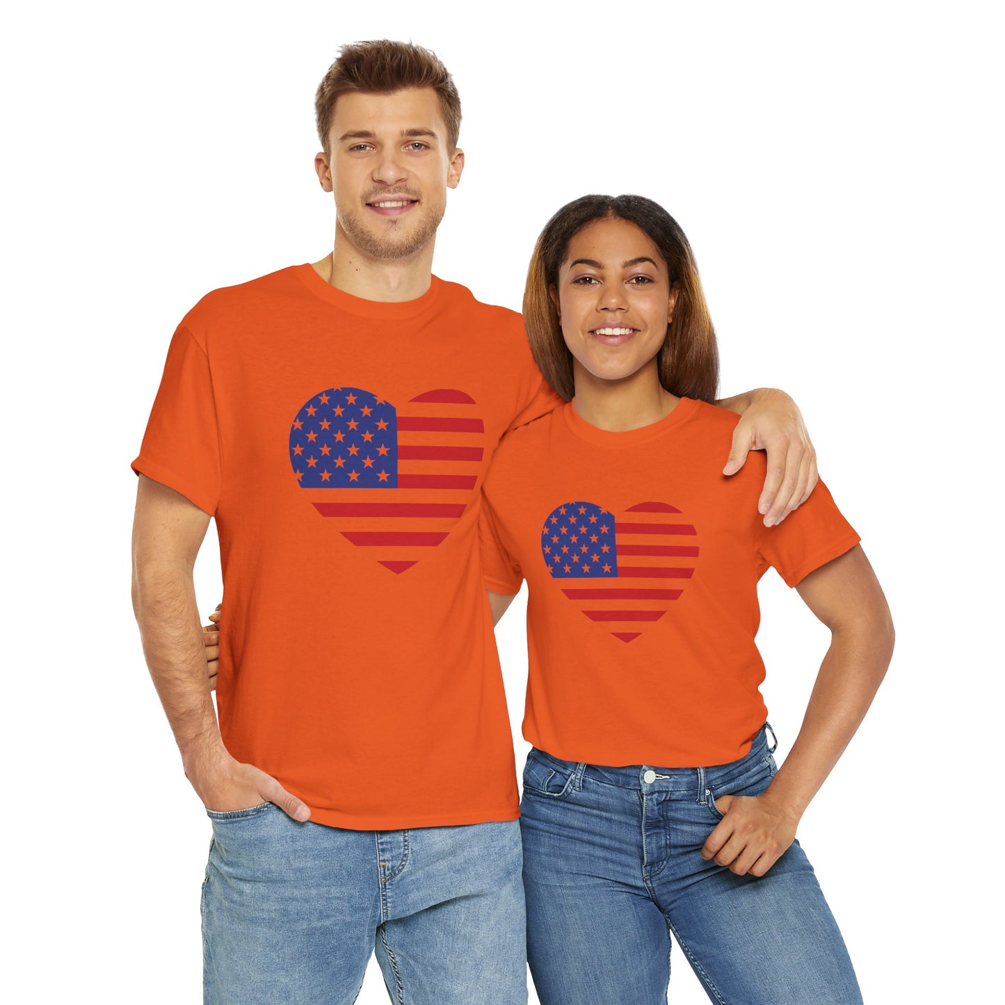 Princess Grace Patriotic Heart Unisex Heavy Cotton Tee Celebrate Freedom in Style