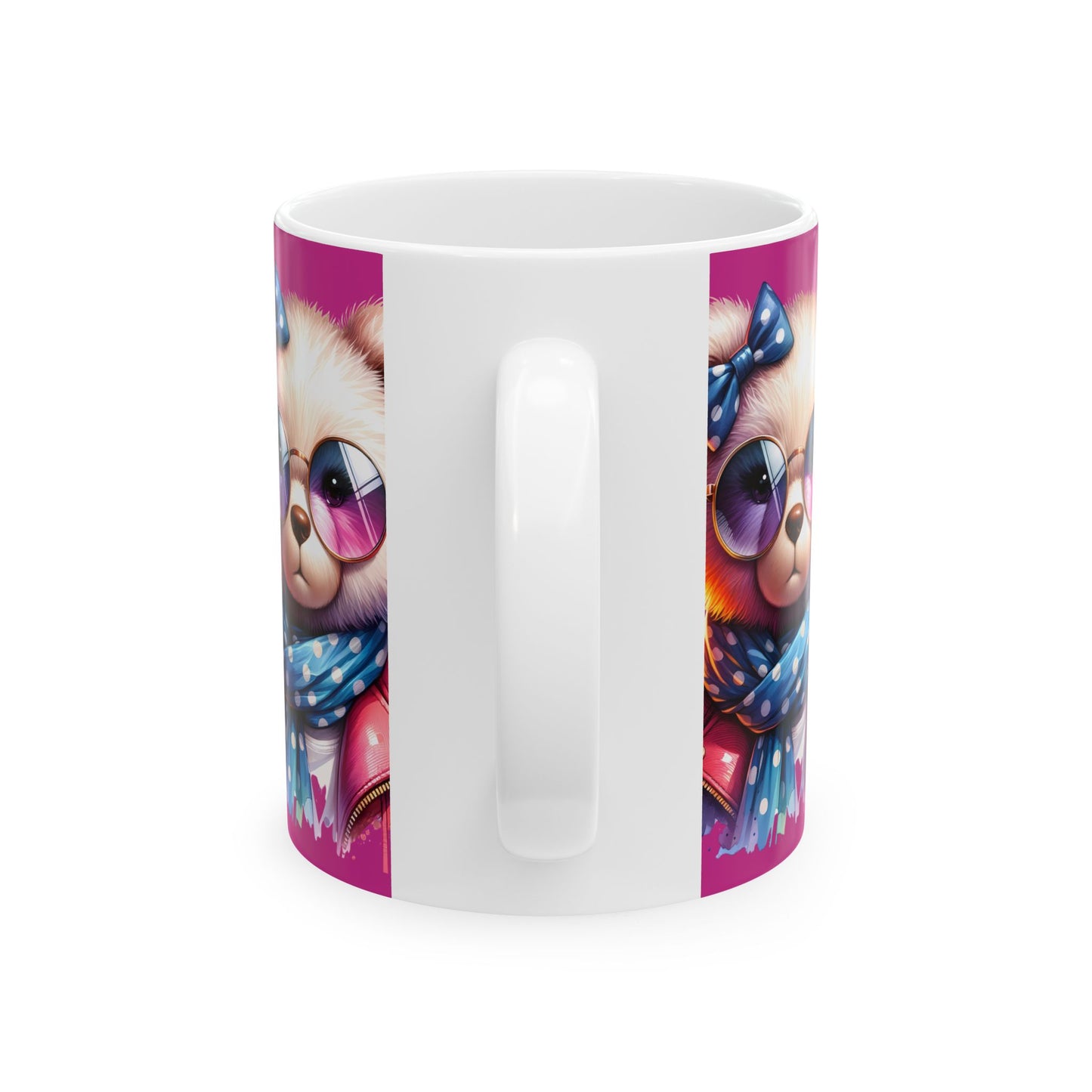 Princess Grace Trendy Bear Ceramic Mug with Sunglasses Cute 11oz & 15oz Drinkware