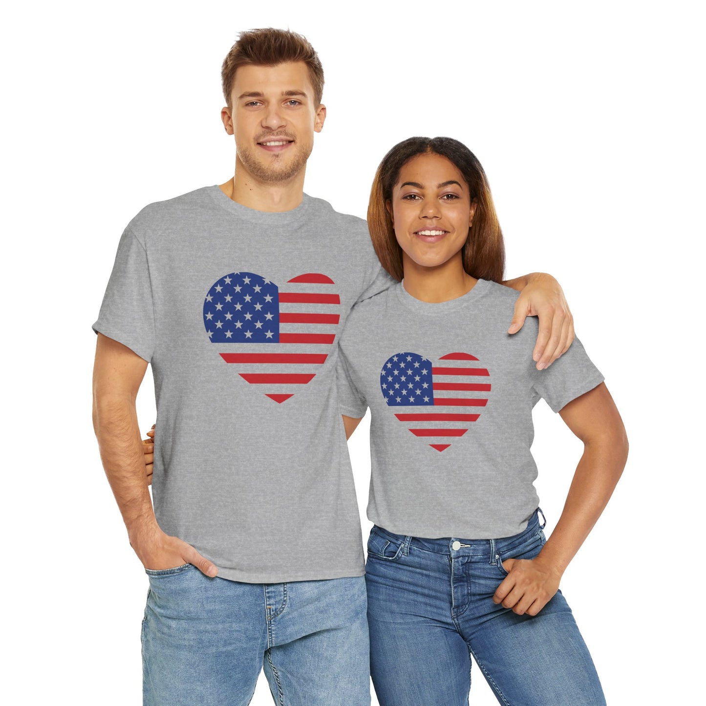 Princess Grace Patriotic Heart Unisex Heavy Cotton Tee Celebrate Freedom in Style