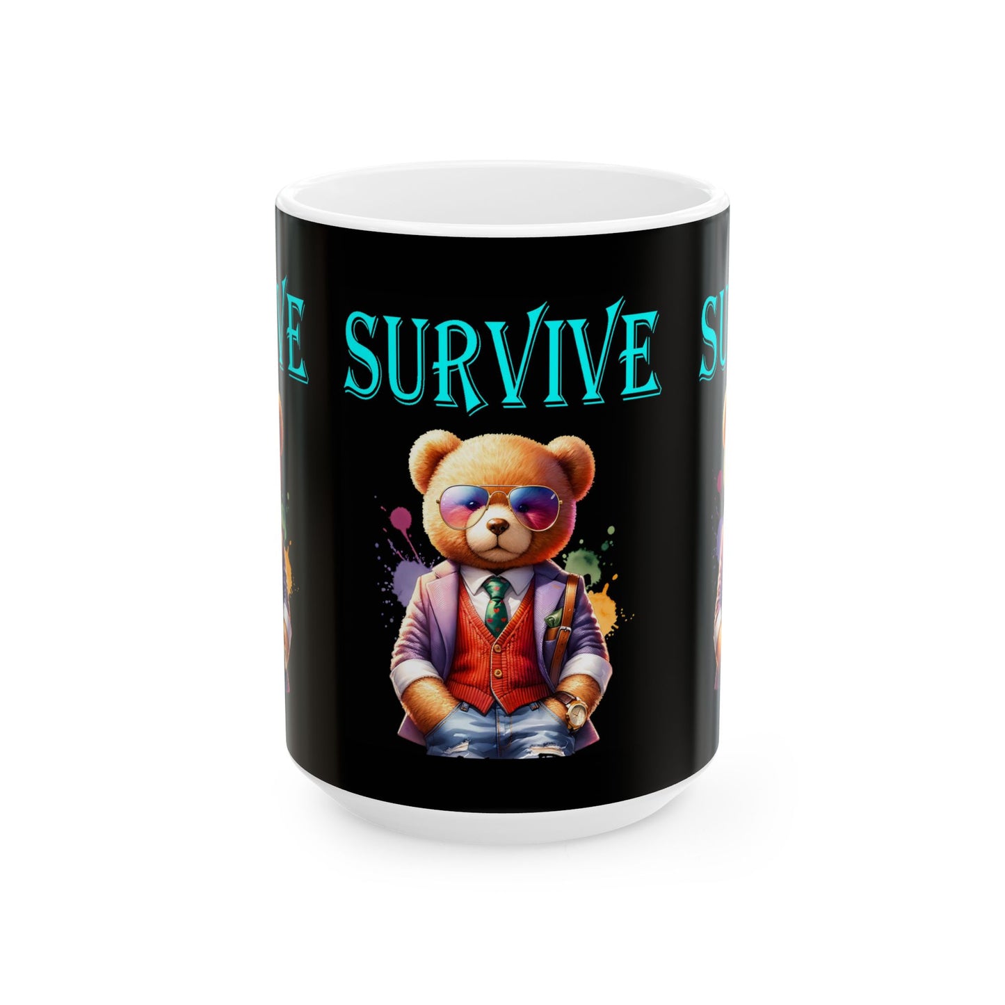 Princess Grace Cool Bear Survival Ceramic Mug Unique Animal Coffee Cup for Teddy Bear Lovers