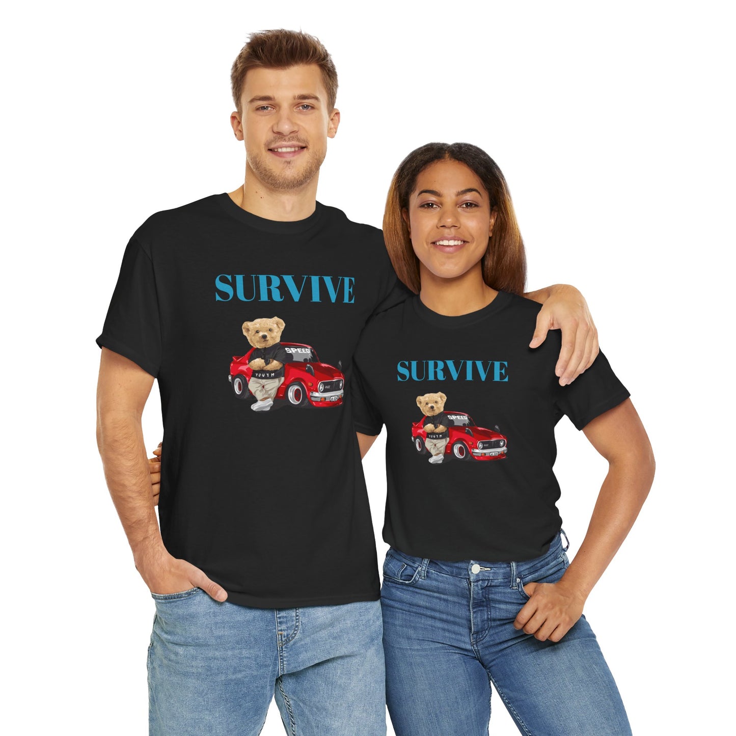 Princess Grace Survive Bear Graphic Unisex Heavy Cotton Tee
