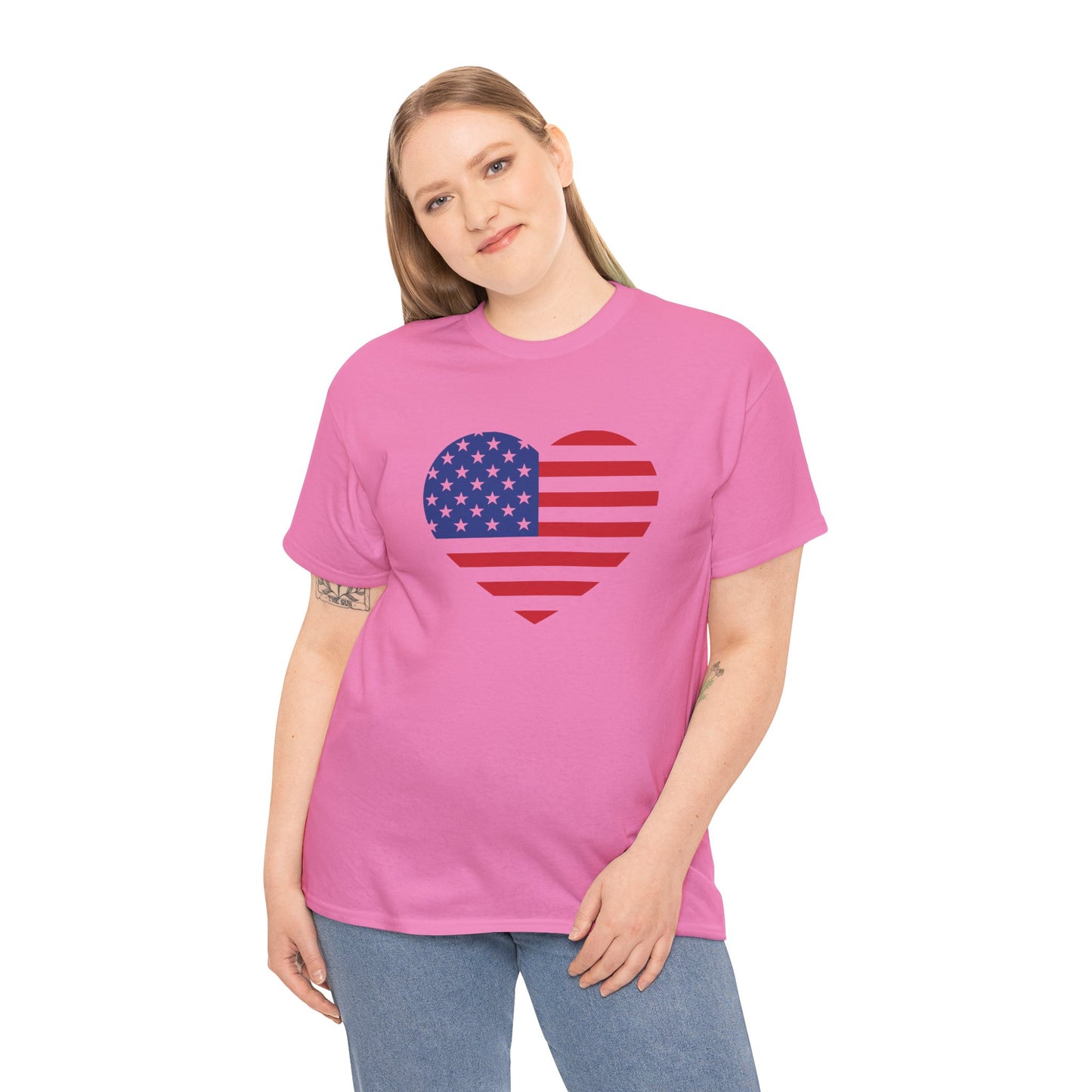 Princess Grace Patriotic Heart Unisex Heavy Cotton Tee Celebrate Freedom in Style
