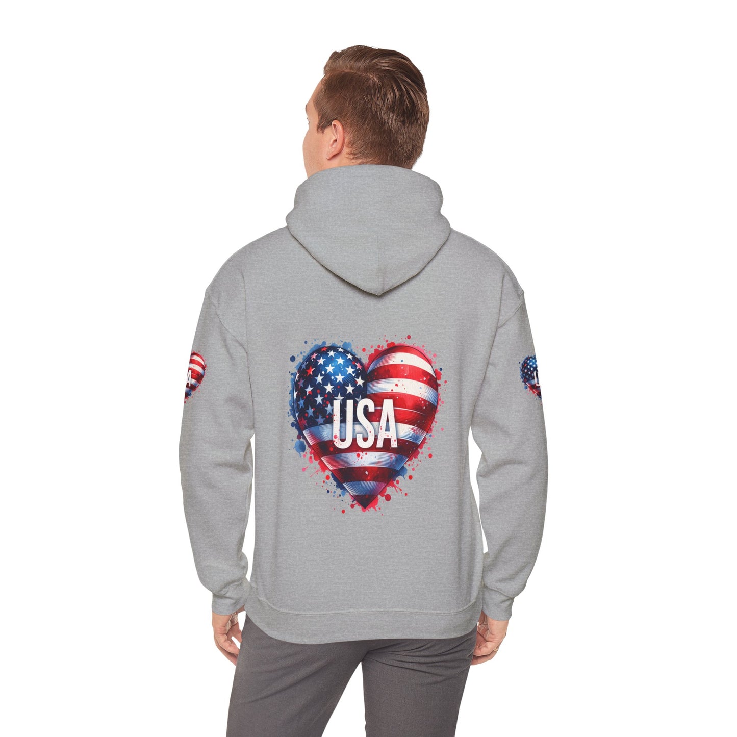Princess Grace Patriotic Heart Hoodie for USA Lovers Unisex Heavy Blend