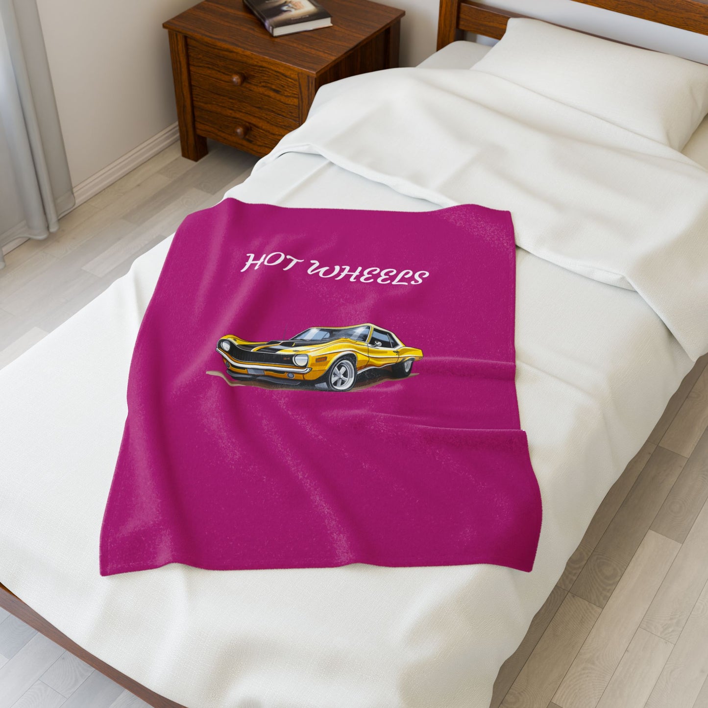Princess Grace Hot Wheels Velveteen Plush Blanket Cozy Car Themed Throw for Movie Nights & Kids Rooms