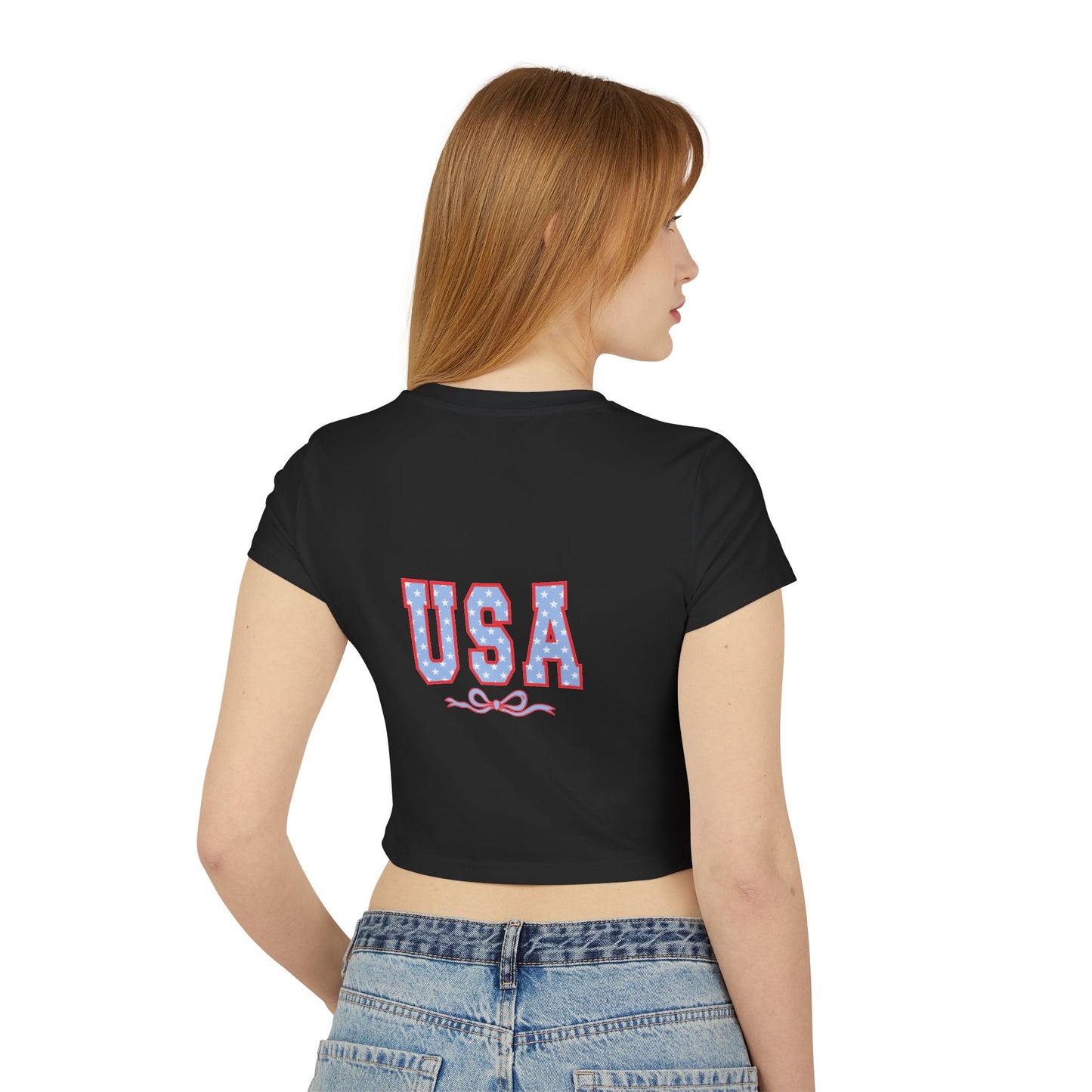 Princess Grace USA Stars & Stripes Women's Baby Tee Perfect for Independence Day & Casual Wear