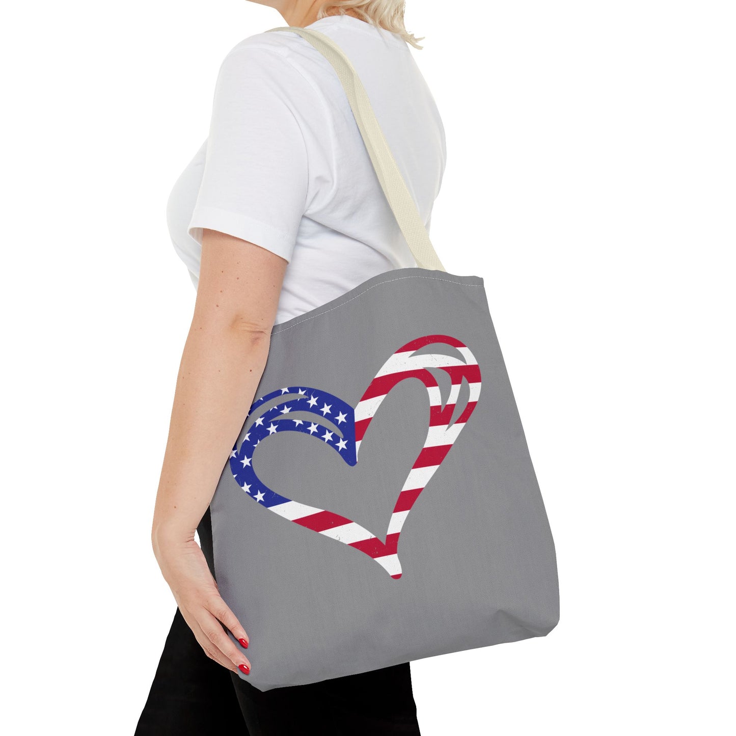Princess Grace Patriotic Heart Tote Bag Ideal for Celebrations & Everyday Use