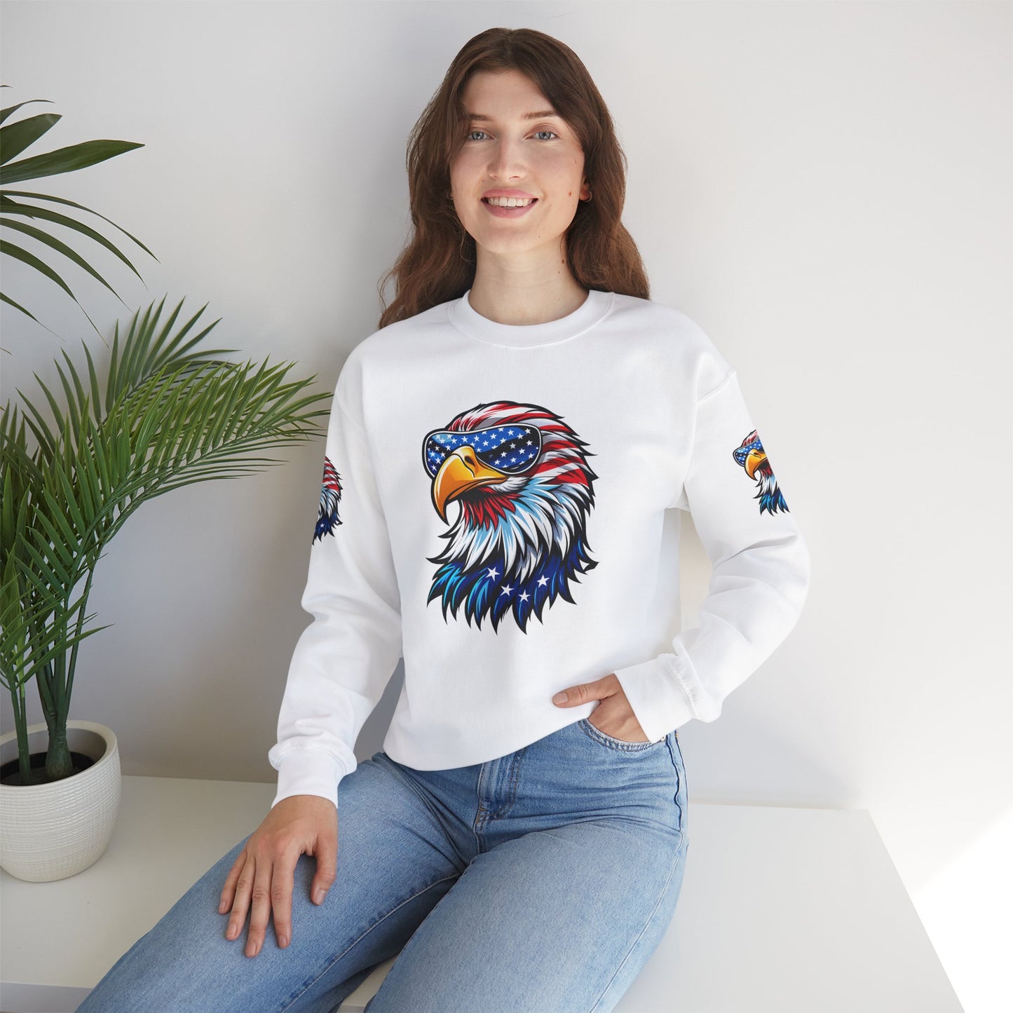 Princess Grace Patriotic Eagle Sweatshirt Unisex Heavy Blend Crewneck for Independence Day