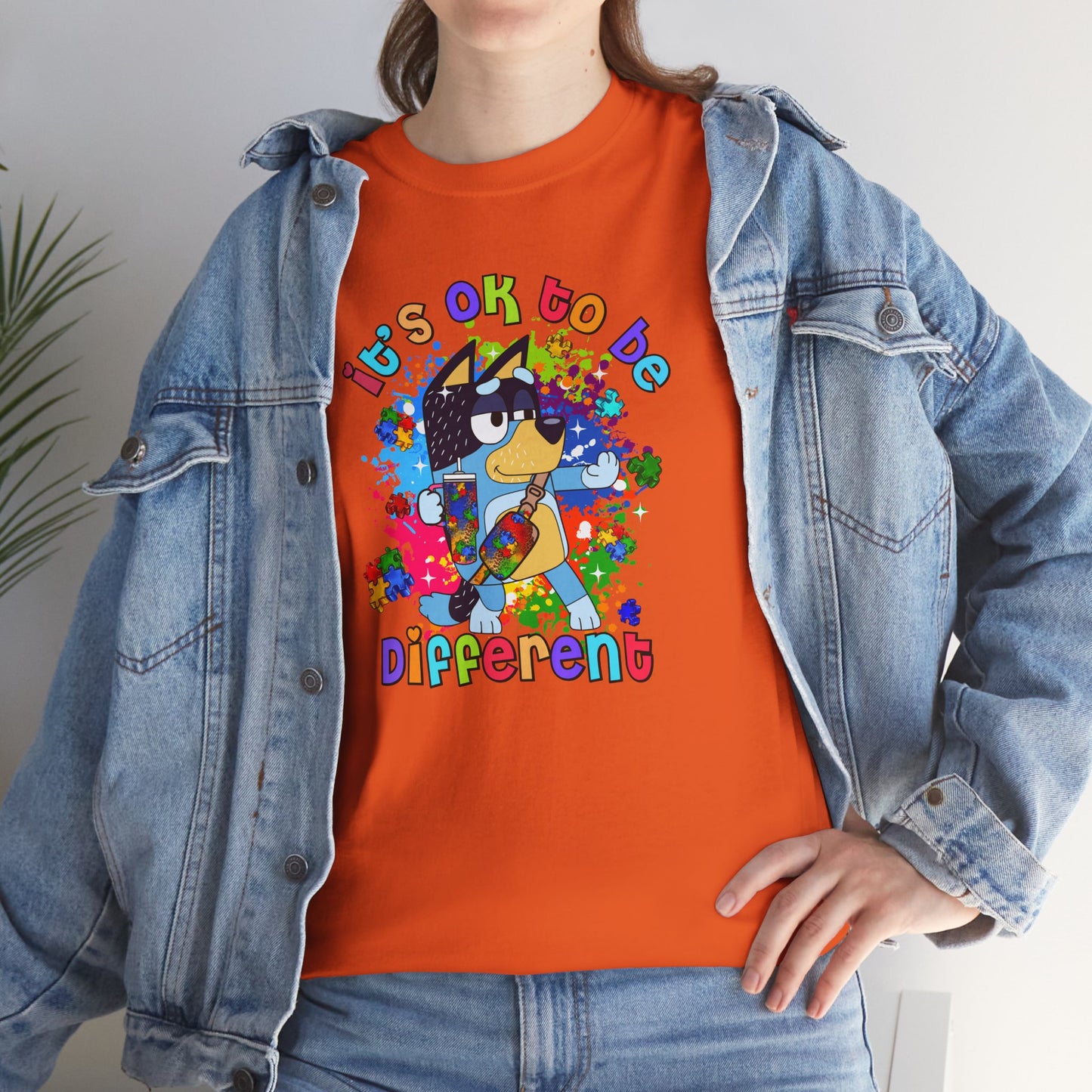 Princess Grace Bluey Unisex Heavy Cotton Tee "It's OK to Be Different" - Colorful Graphic T-Shirt for Self-Expression