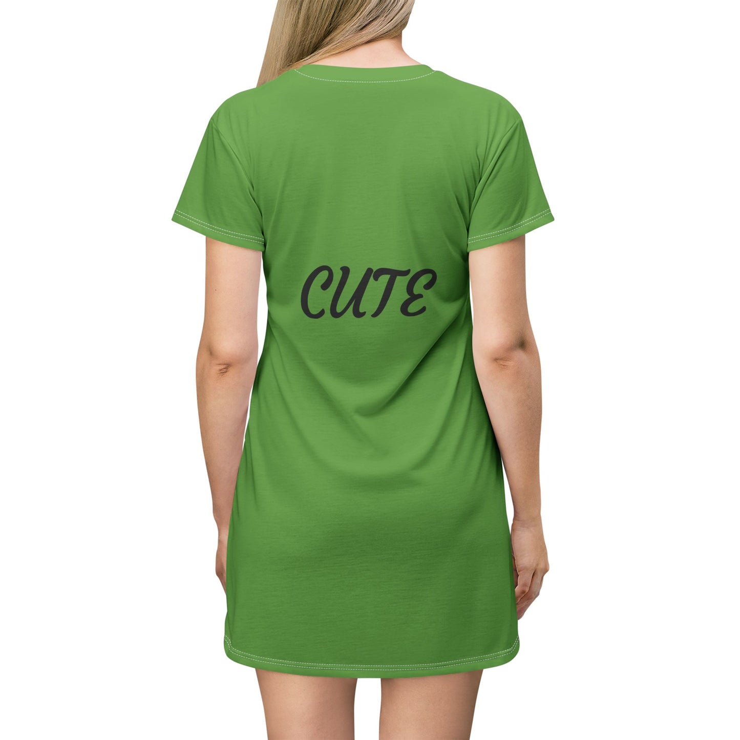 Princess Grace Chic Cute Green T-Shirt Dress for Casual Outings & Summer Fun