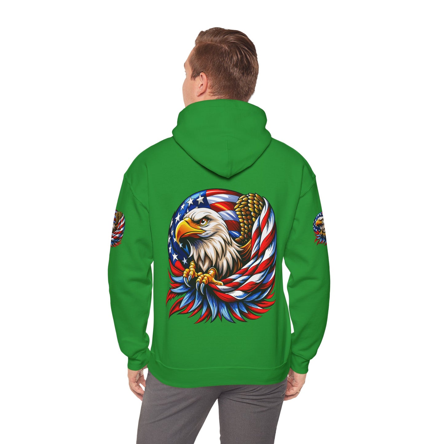 Princess Grace Patriotic Eagle Hoodie Unisex Heavy Blend Sweatshirt with American Flag Design