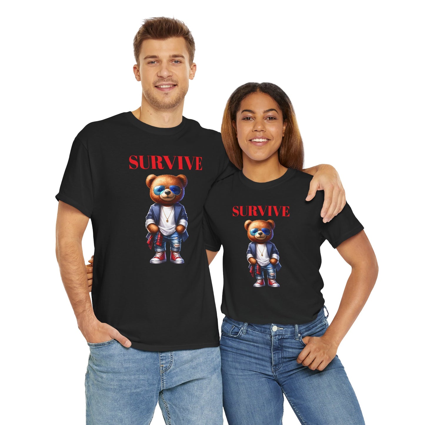 Princess Grace Survive Graphic Unisex Heavy Cotton Tee Trendy Bear Design