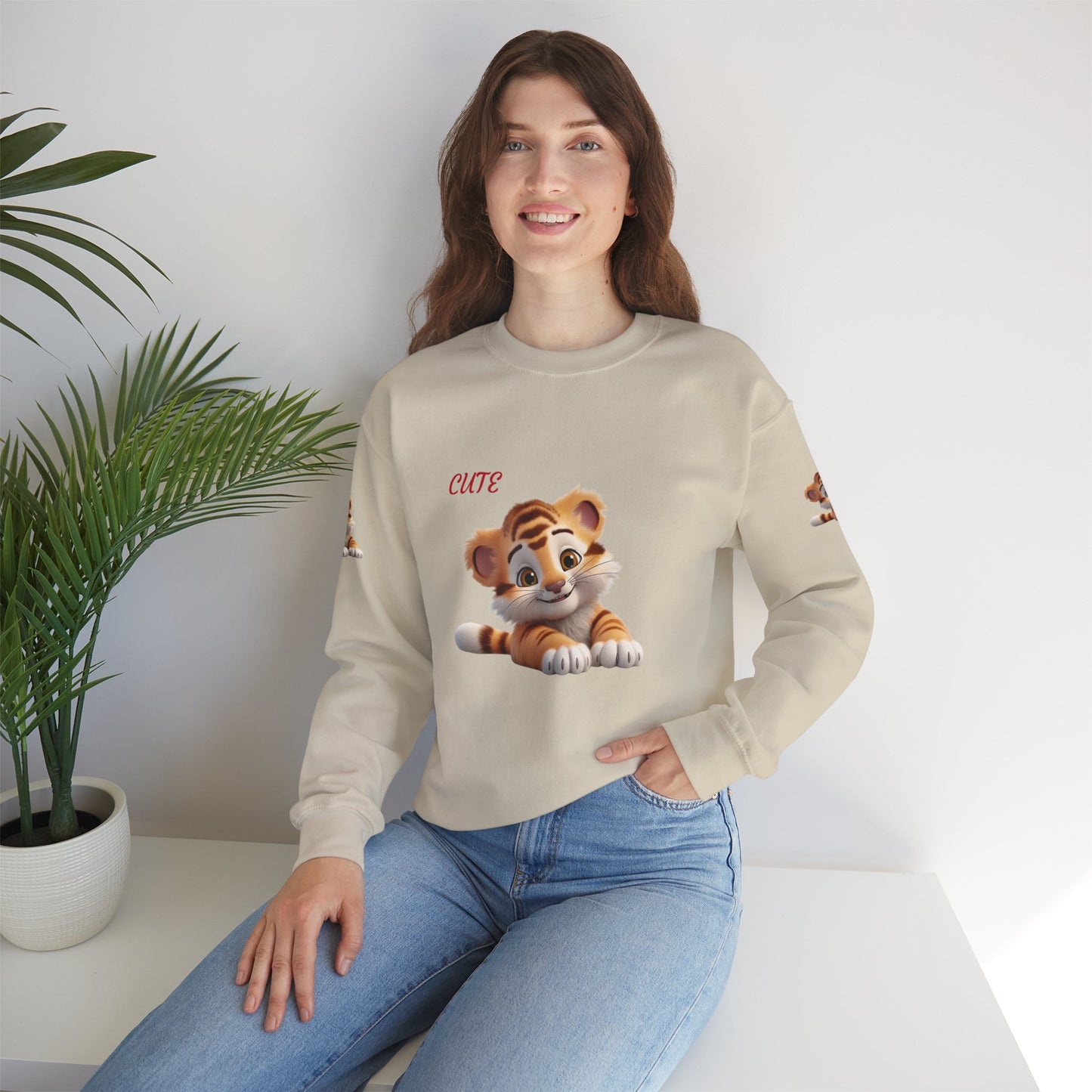 Princess Grace Cute Tiger Graphic Sweatshirt Unisex Heavy Blend Crewneck