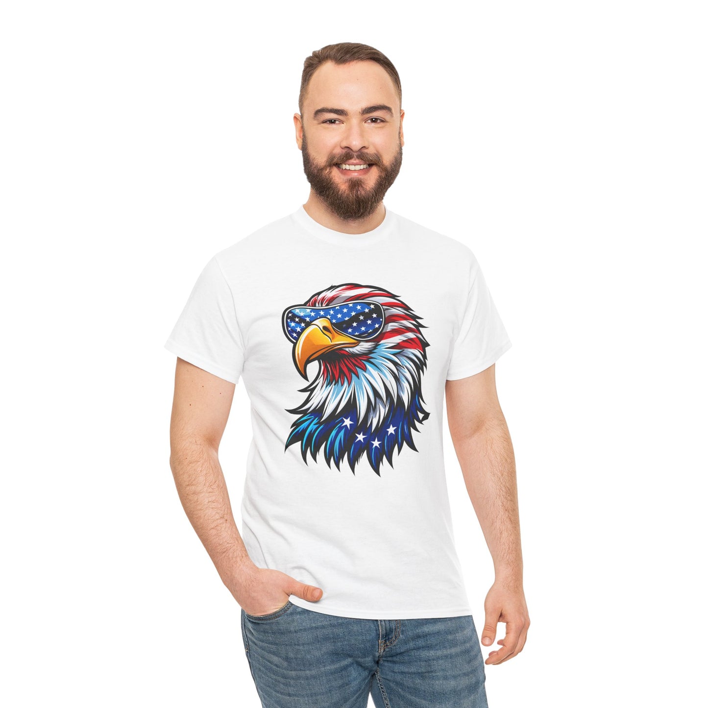 Princess Grace Patriotic Eagle Unisex Heavy Cotton Tee 4th of July Spirit