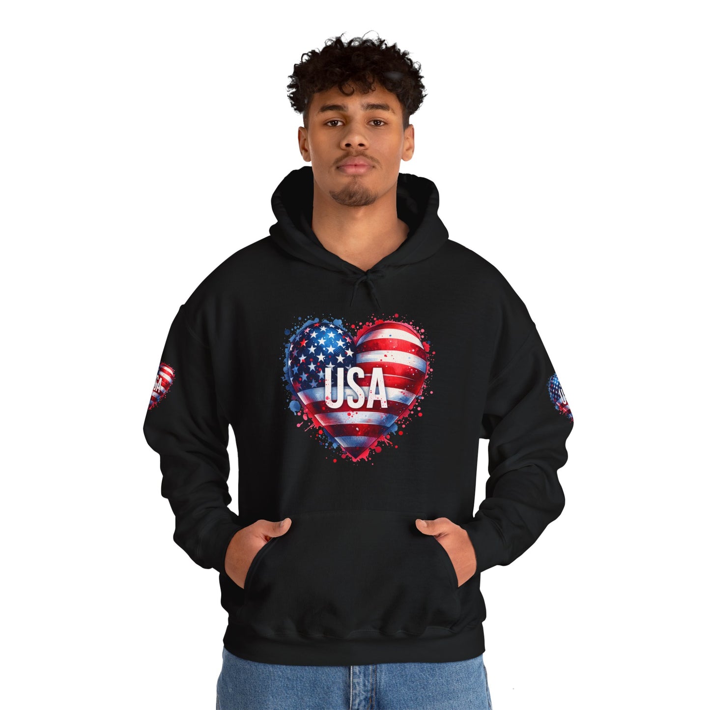 Princess Grace Patriotic Heart Hoodie for USA Lovers Unisex Heavy Blend