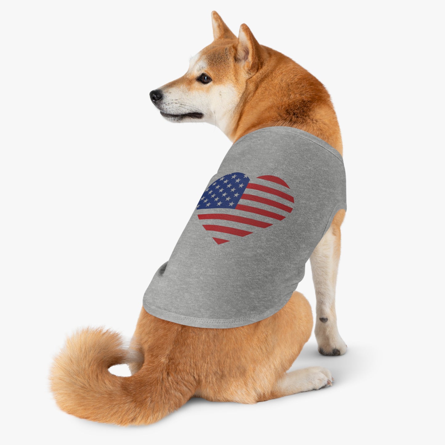 Princess Grace USA Flag Heart Pet Tank Top Patriotic Dog Apparel for Independence Day
