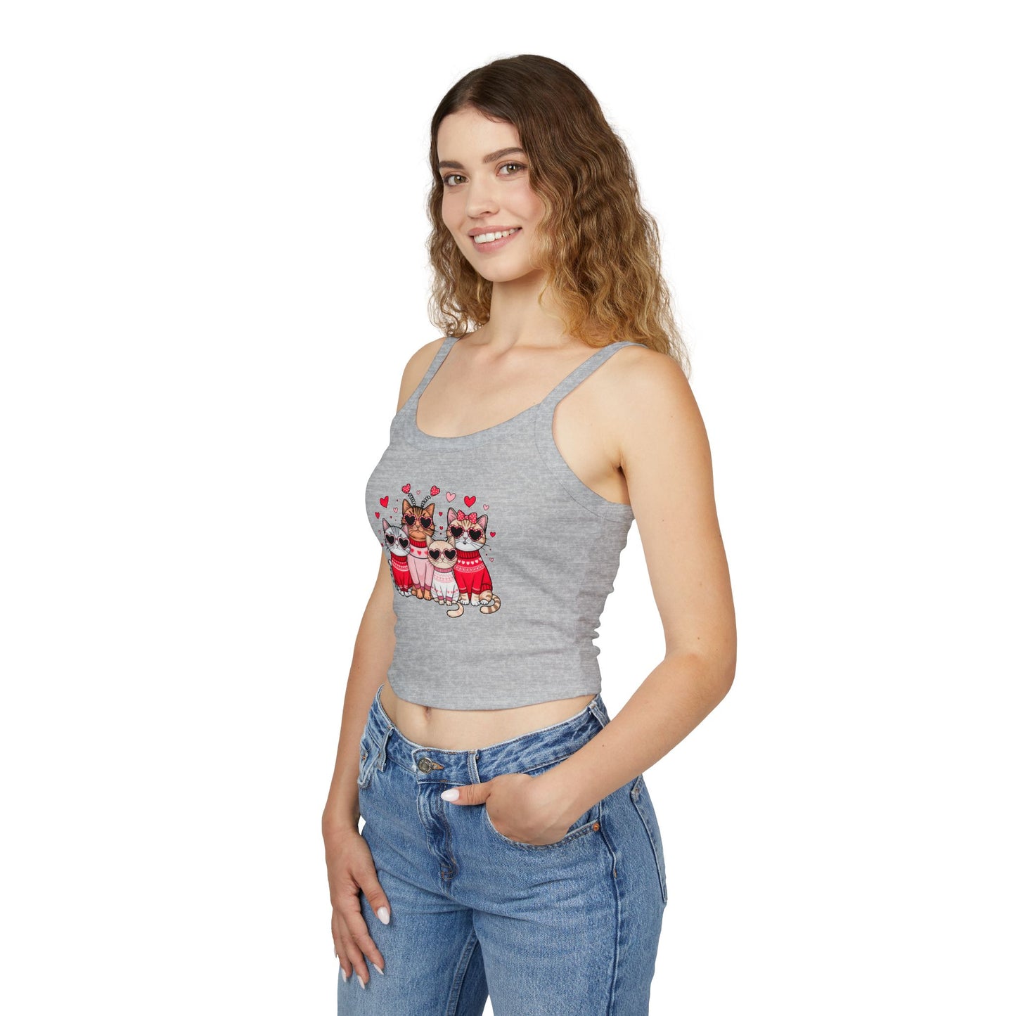 Princess Grace Cute Cats Spaghetti Strap Tank Top Perfect for Cat Lovers