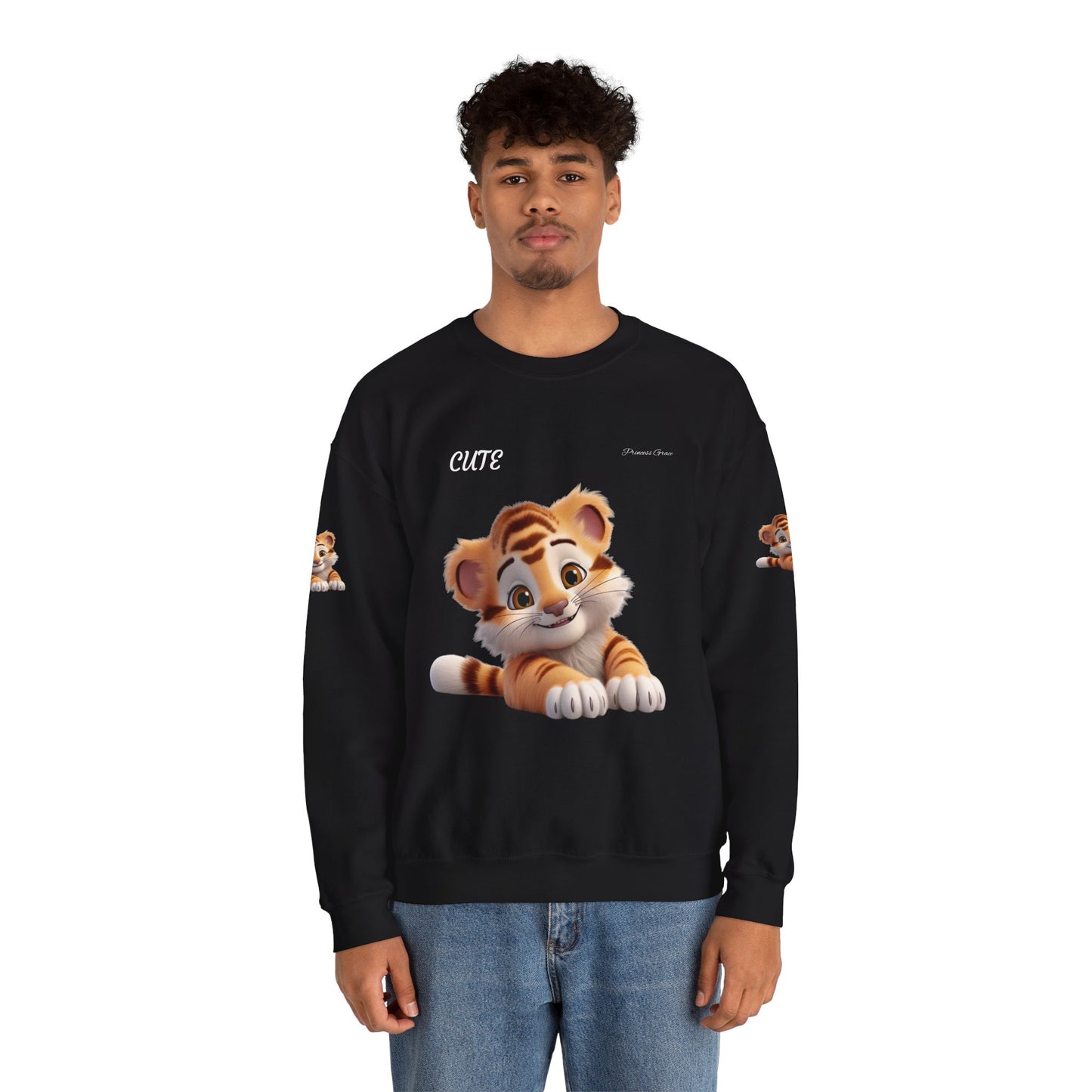 Princess Grace Cute Tiger Unisex Heavy Blen Crewneck Sweatshirt
