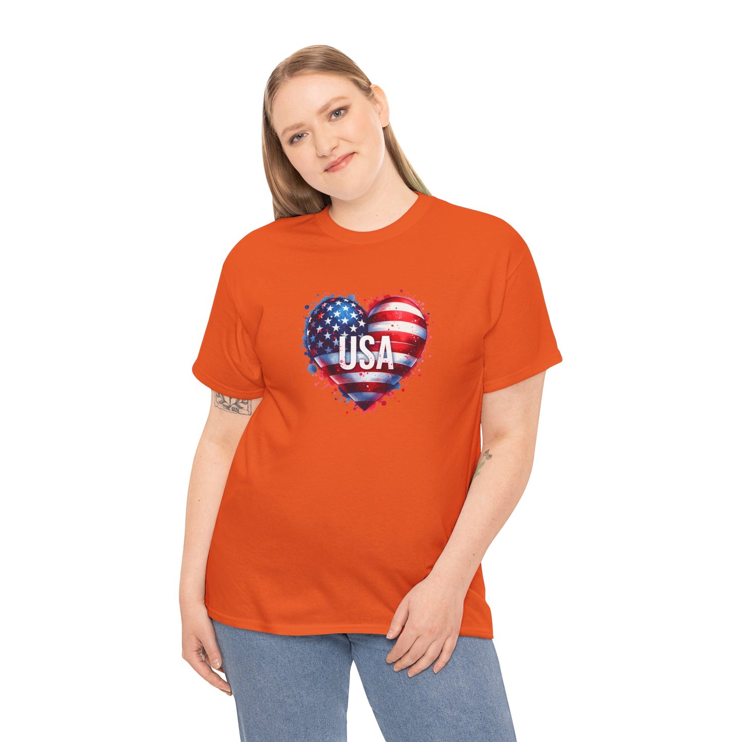 Princess Grace Patriotic Heart Unisex Cotton Tee USA Freedom Shirt