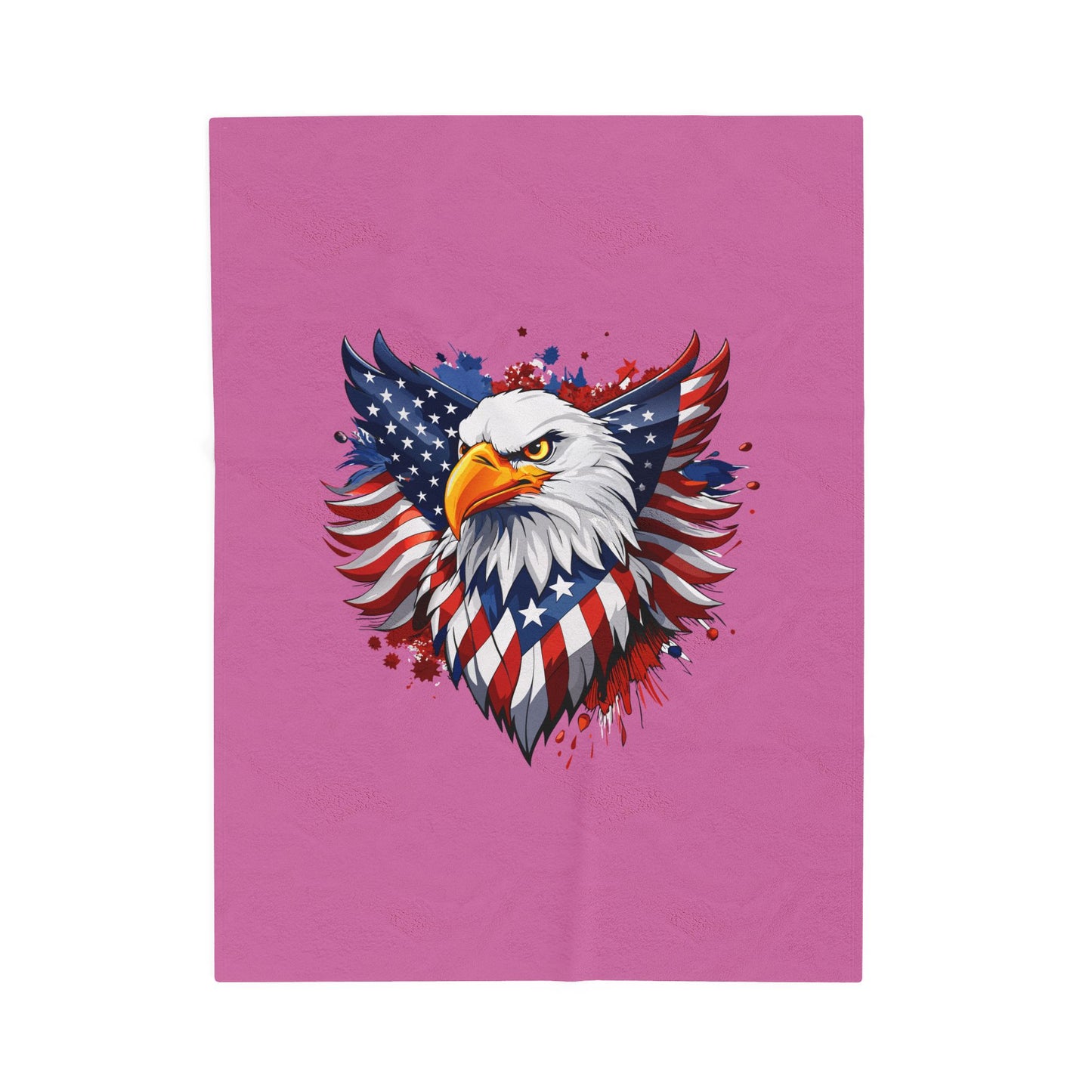 Princess Grace Patriotic Eagle Velveteen Plush Blanket Cozy Americana Decor