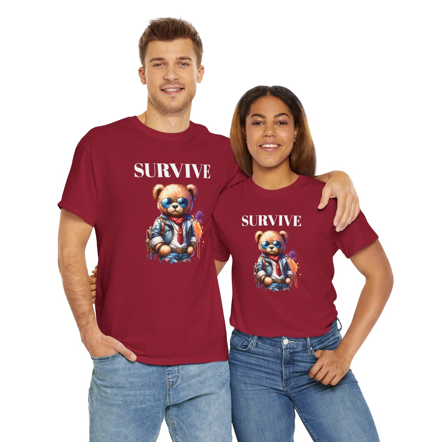Princess Grace Survive Graphic Unisex Heavy Cotton Tee Streetwear Style with Bear Design