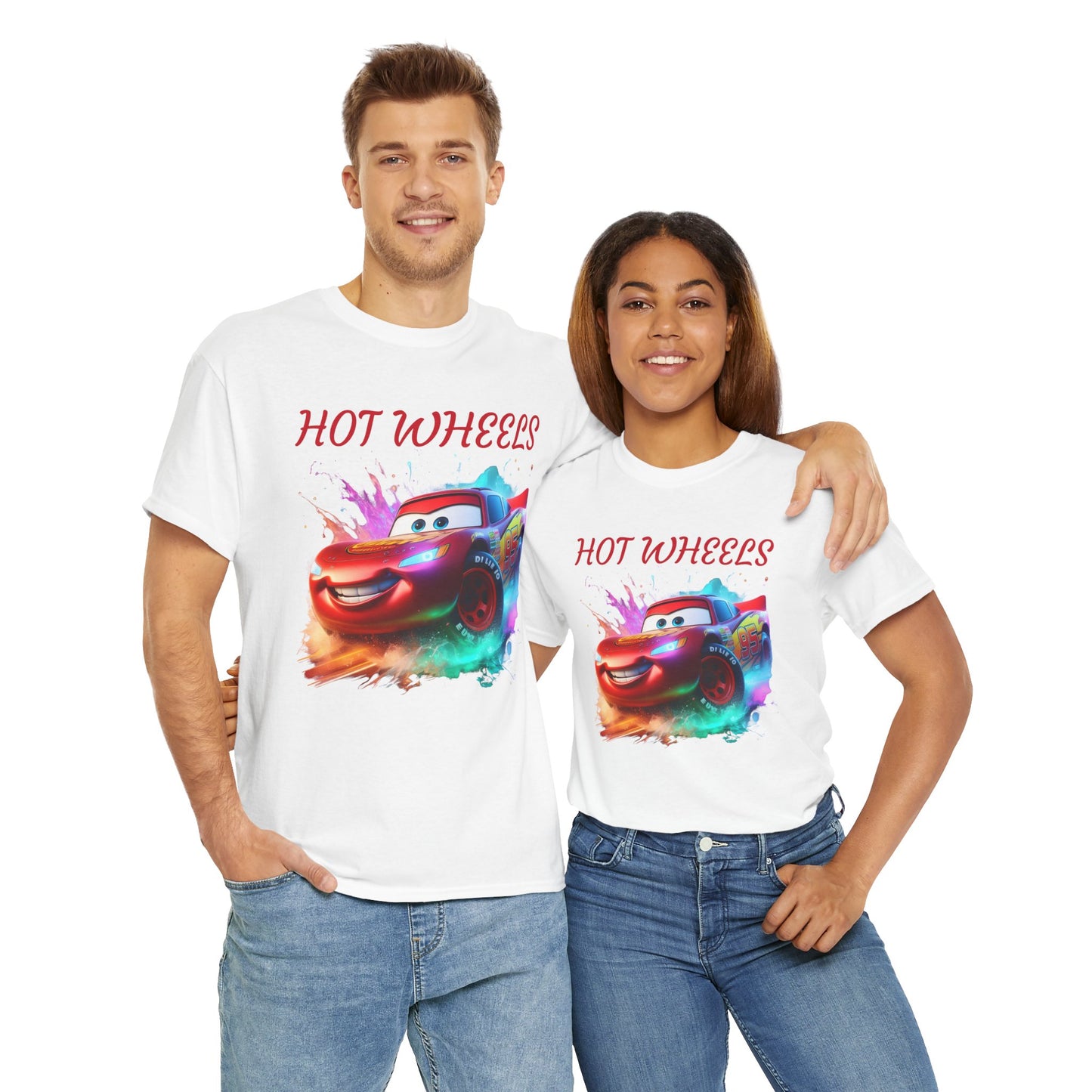 Princess Grace Hot Wheels Unisex Heavy Cotton Tee Fun Car Graphic T-Shirt for Kids and Adults