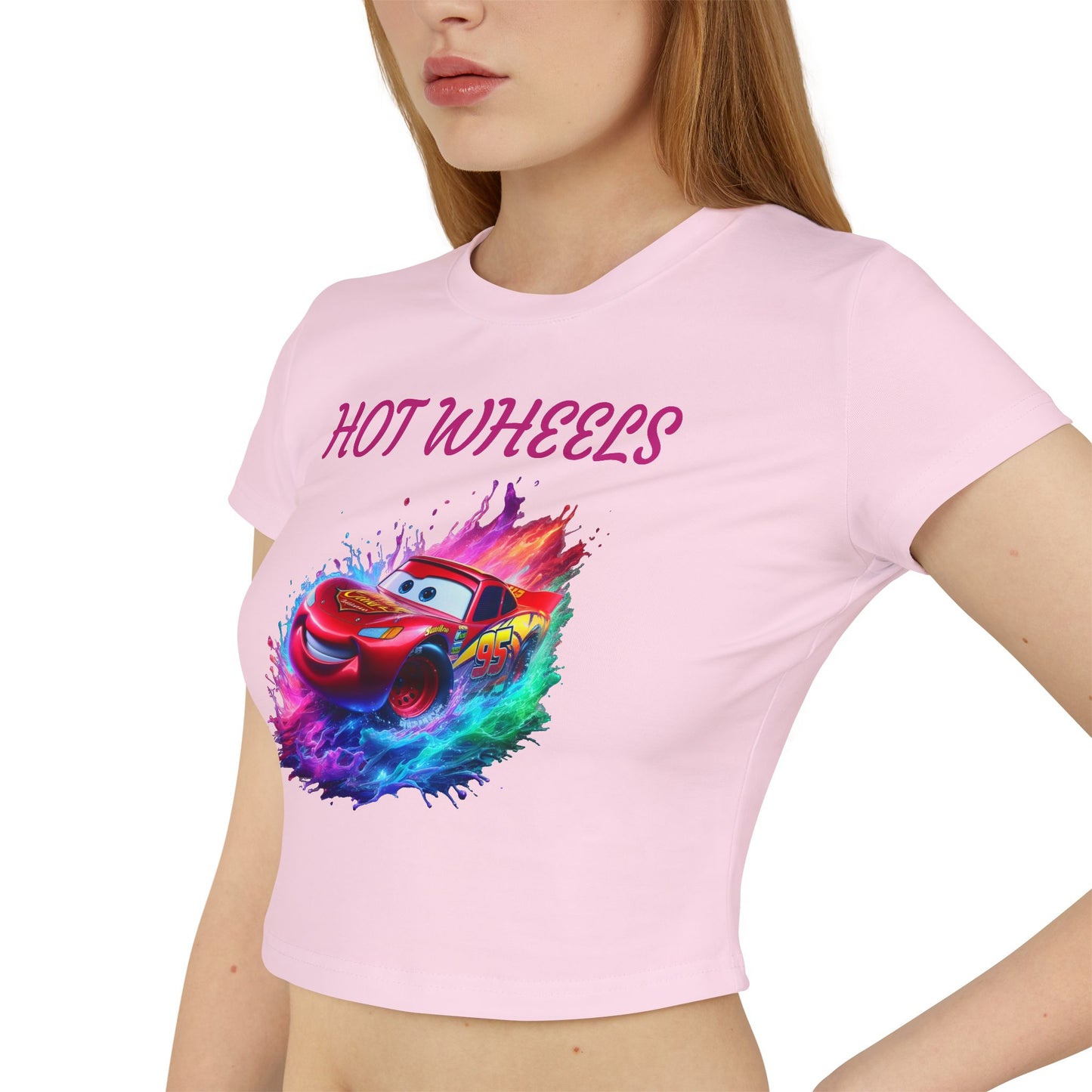Princess Grace Hot Wheels Women's Baby Tee Colorful Lightning McQueen Shirt