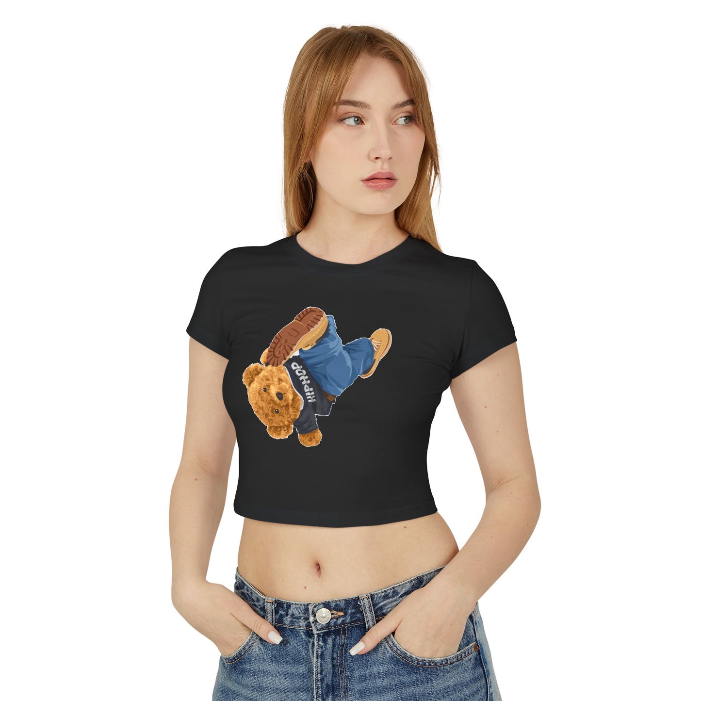 Princess Grace Cute Cartoon Bear Women's Baby Tee Perfect for Casual Style & Gifts