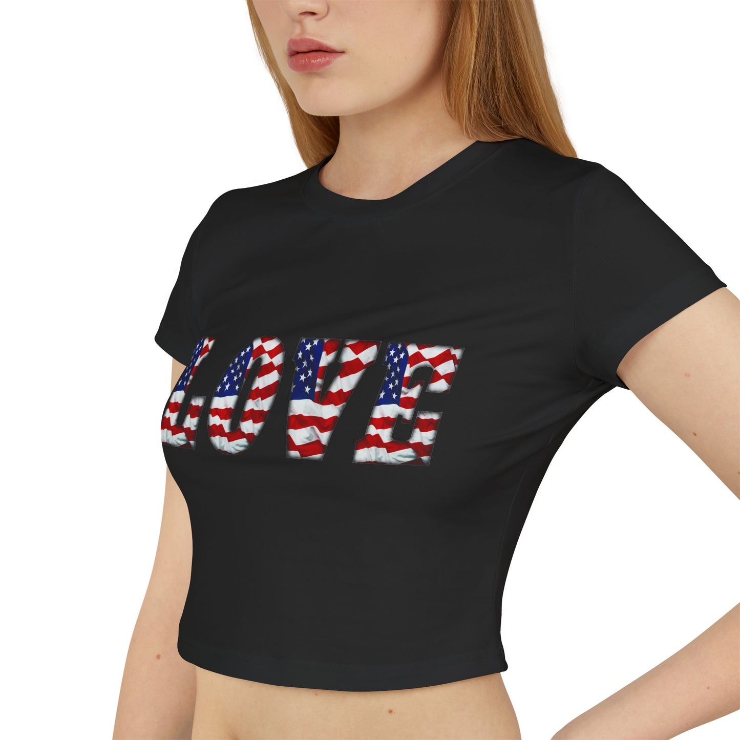 Princess Grace Patriotic Love Women's Baby Tee USA Flag Design