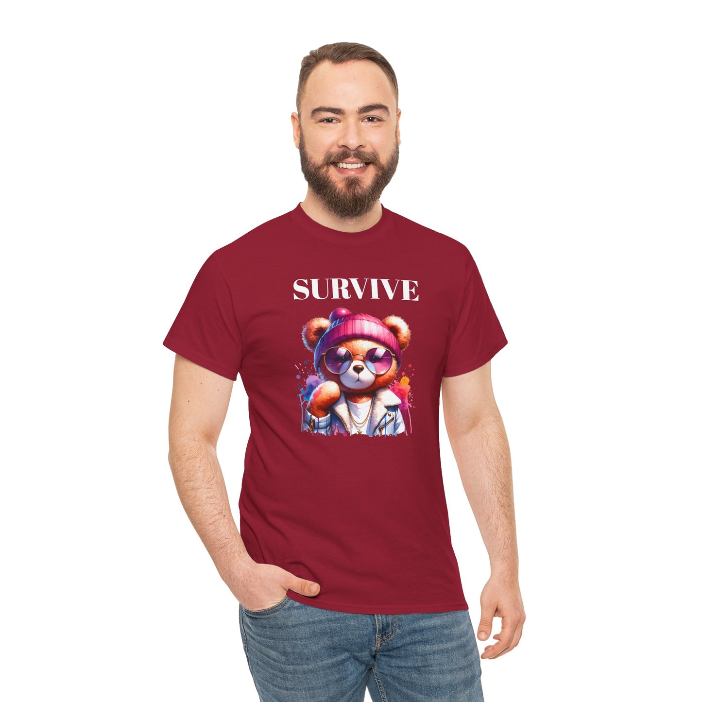 Princess Grace Survive Bear Graphic Tee Unisex Heavy Cotton T-Shirt