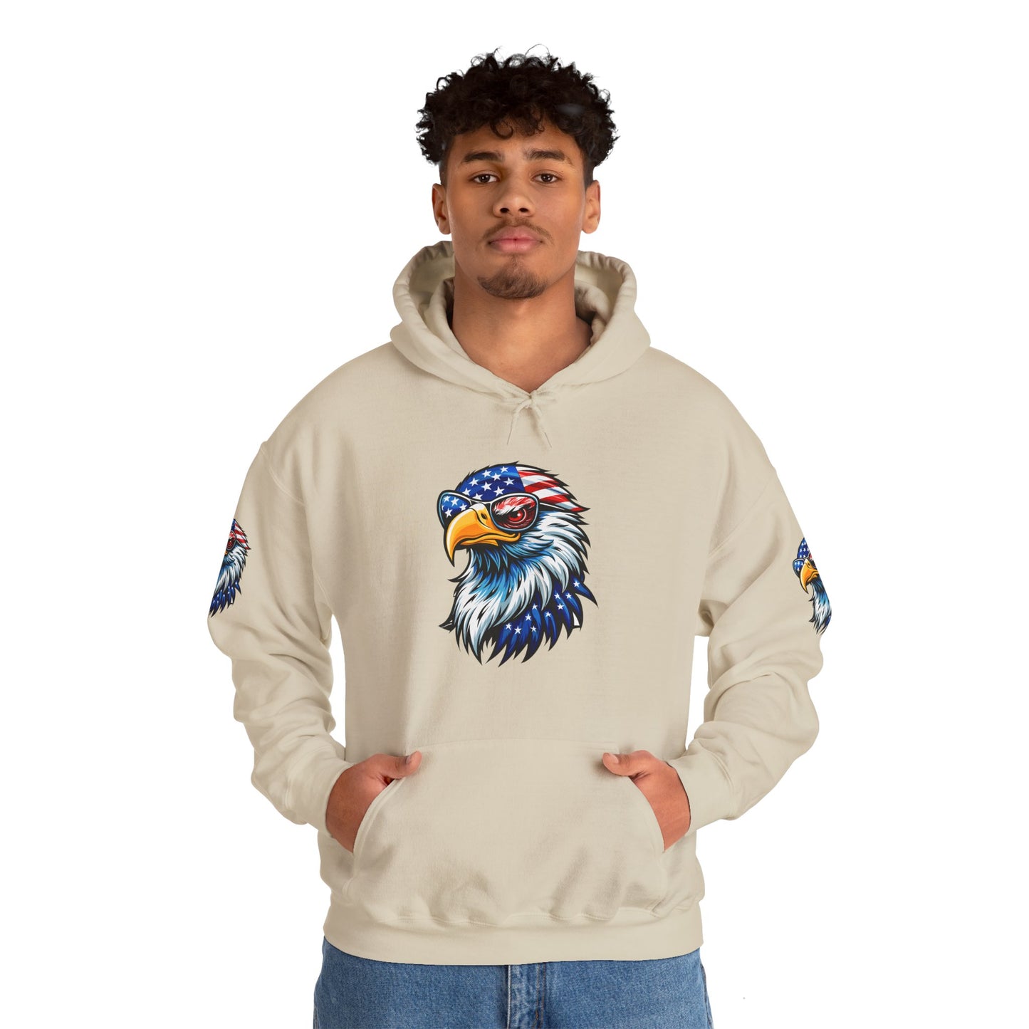 Princess Grace Patriotic Eagle Hoodie Unisex Heavy Blend Sweatshirt with USA Flag Design