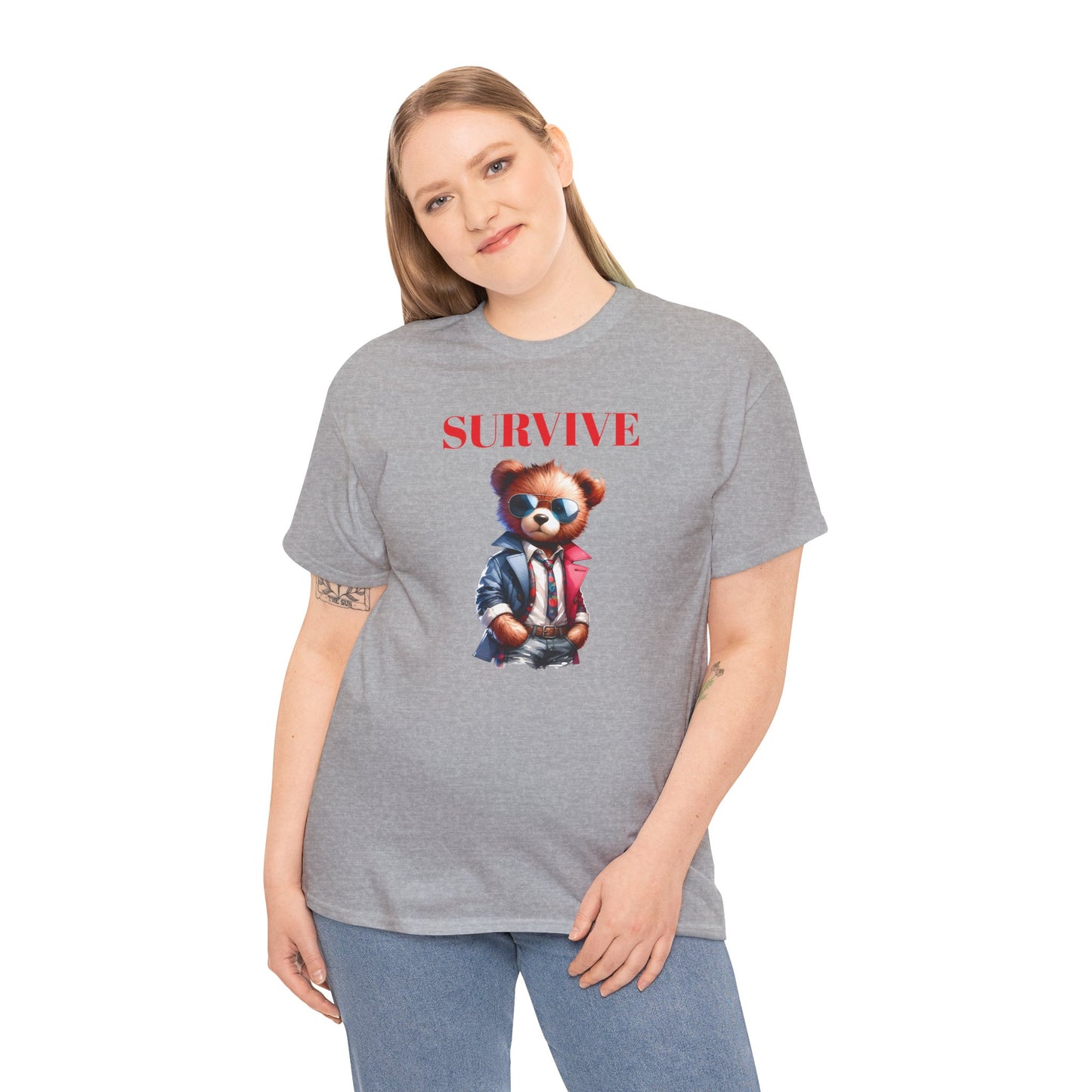 Princess Grace Survive Teddy Bear Unisex Heavy Cotton Tee