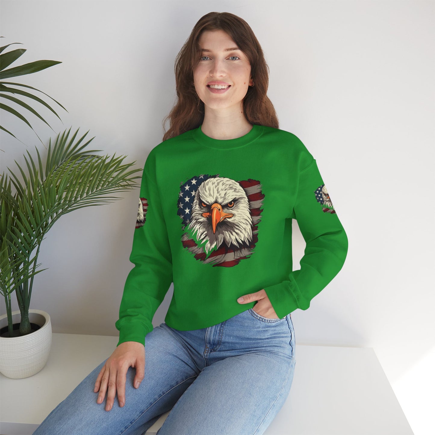 Princess Grace Patriotic Eagle Crewneck Sweatshirt Unisex Heavy Blend