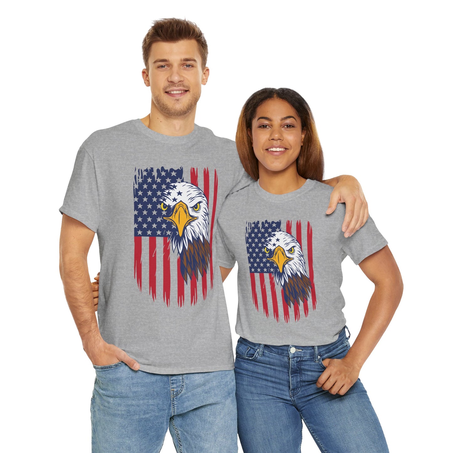 Princess Grace Eagle & American Flag Unisex Heavy Cotton Tee Patriotic Apparel for All Occasions