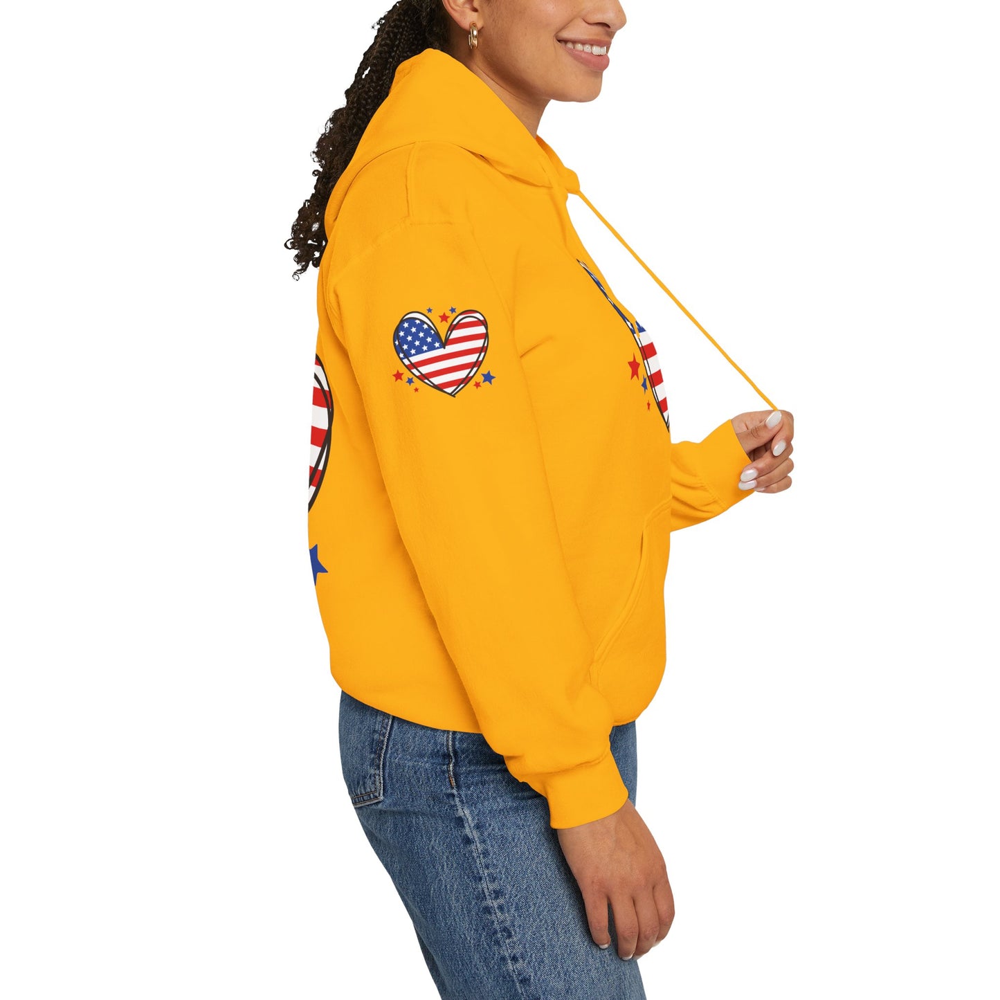 Princess Grace Patriotic Heart Hoodie Unisex Heavy Blend Hooded Sweatshirt for Independence Day & Year Round Love
