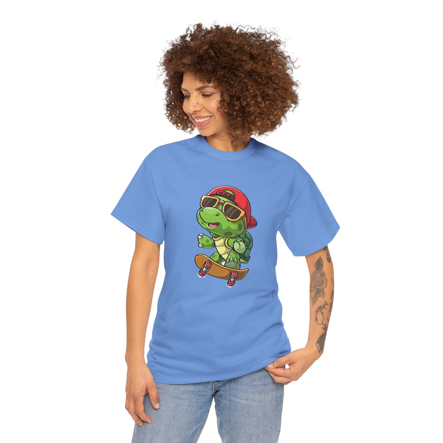 Princess Grace Cool Skateboarding Turtle Unisex Heavy Cotton Tee