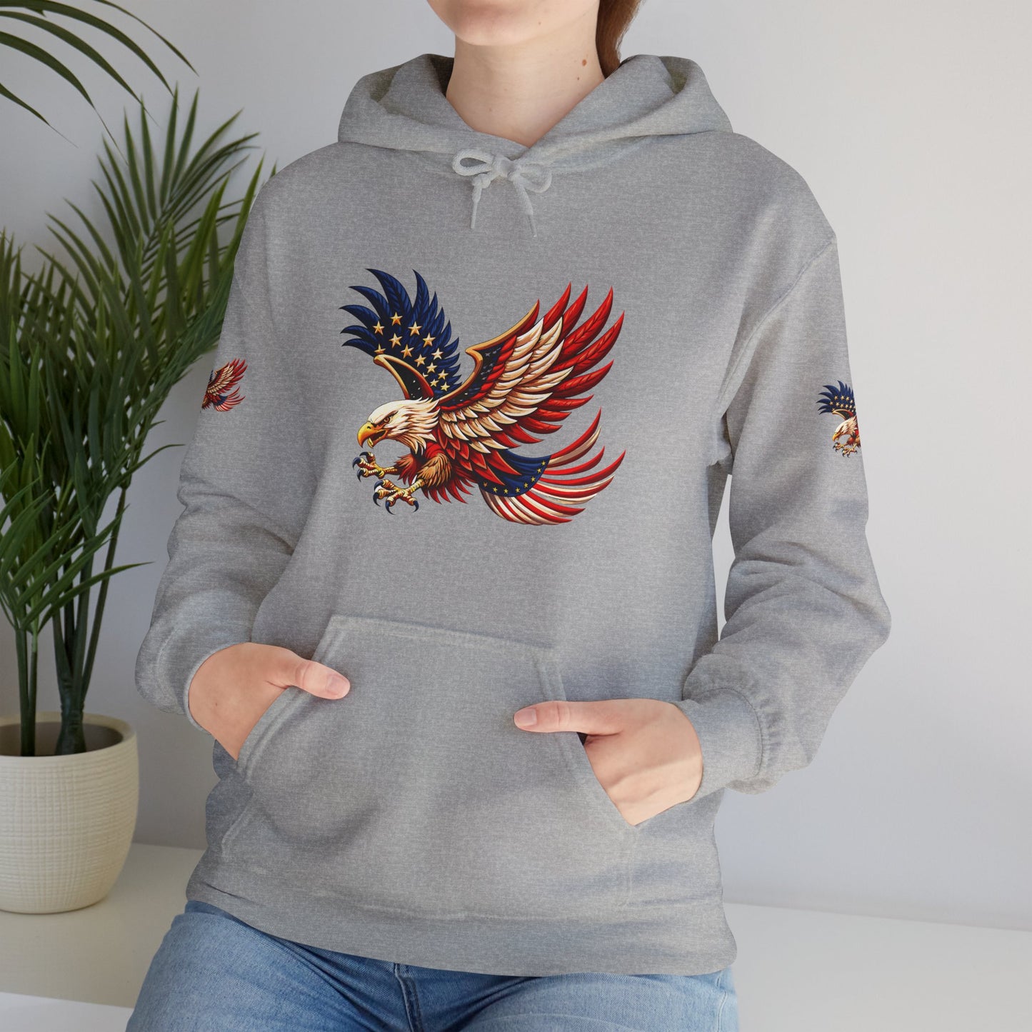 Princess grace Patriotic Eagle Hooded Sweatshirt Unisex Heavy Blend