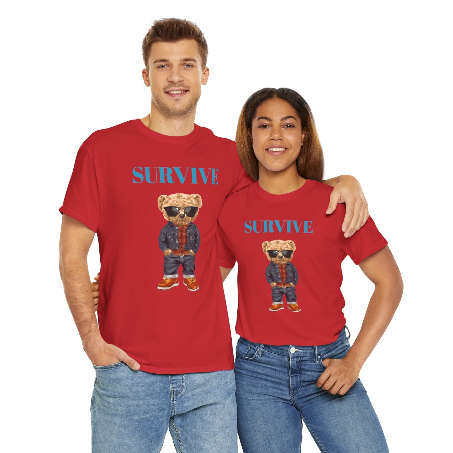 Princess Grace Cool Bear Graphic Tee 'SURVIVE' Unisex Heavy Cotton Shirt