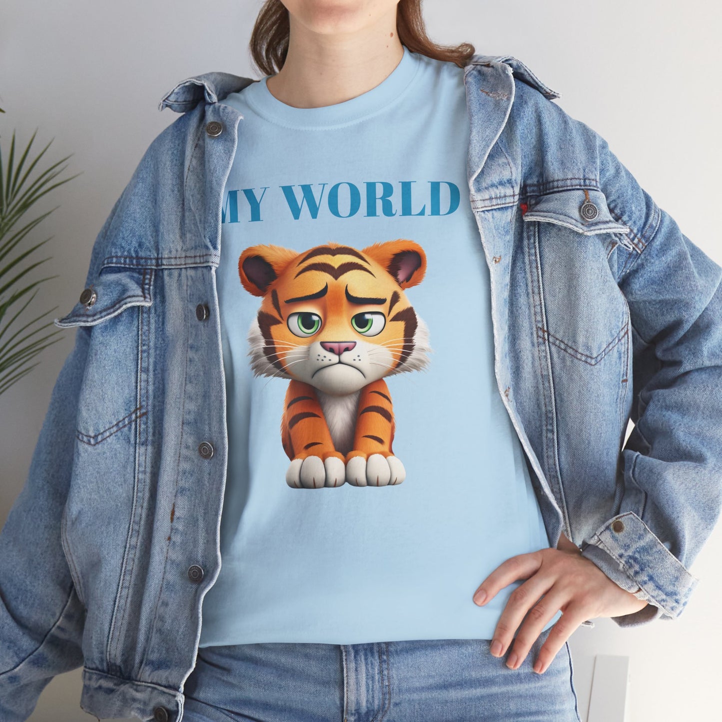 Princess Grace My World Tiger Unisex Heavy Cotton Tee Cute Animal T-Shirt for Kids & Adults