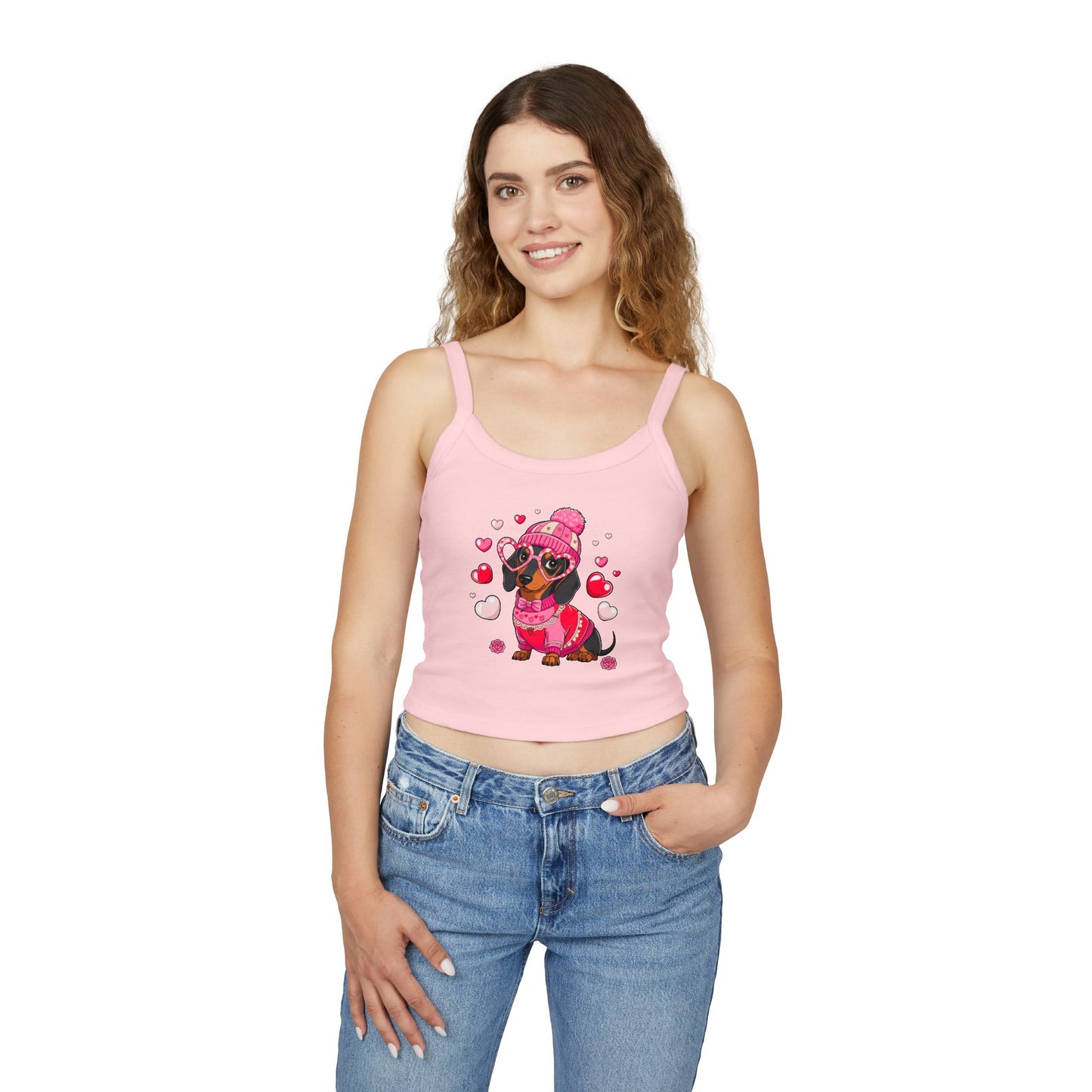 Princess Grace Cute Dachshund Love Women's Spaghetti Strap Tank Top